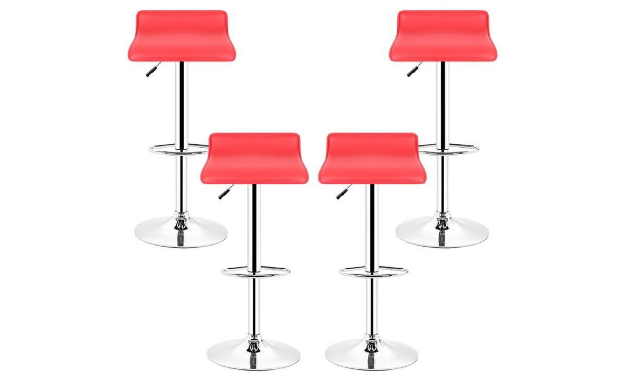 lot de 4 tabouret de bar  chaise de bar  rouge  hauteur réglable pas cher