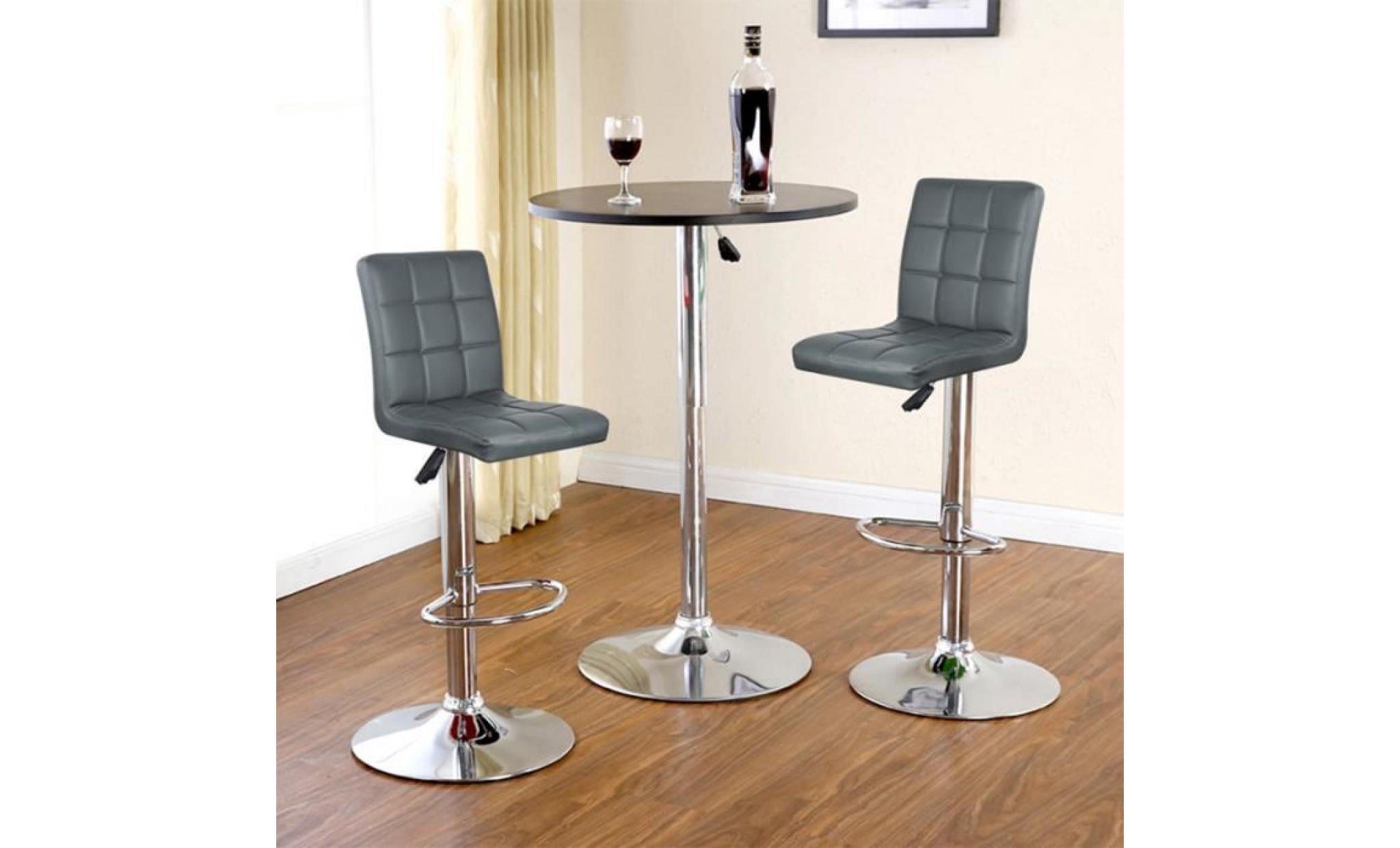lot de 4 tabouret de bar, chaise rotatif à 360 dégrées hauteur réglable   gris pas cher