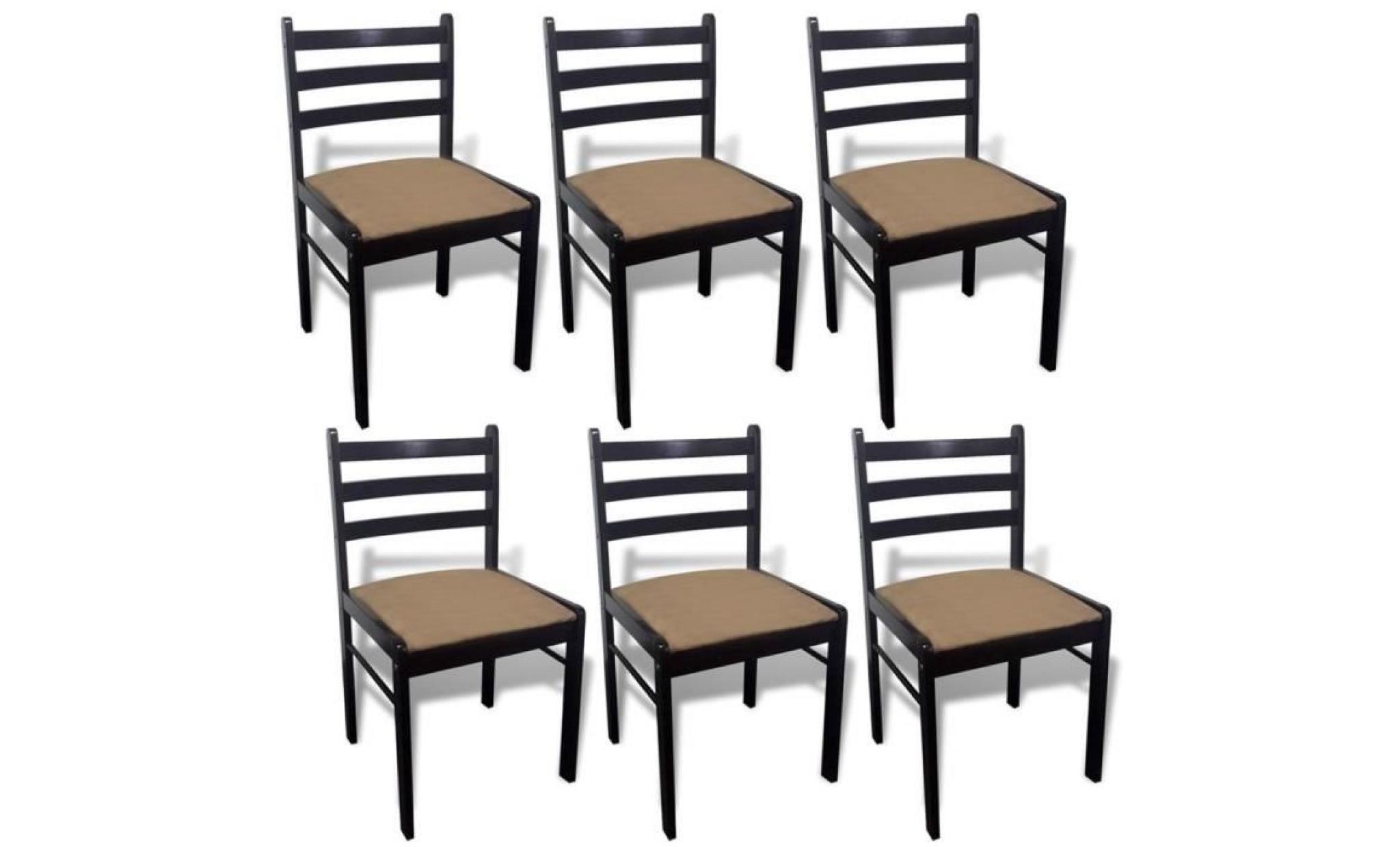lot de 6 chaise de salle à manger 6 pcs carré bois marron pas cher