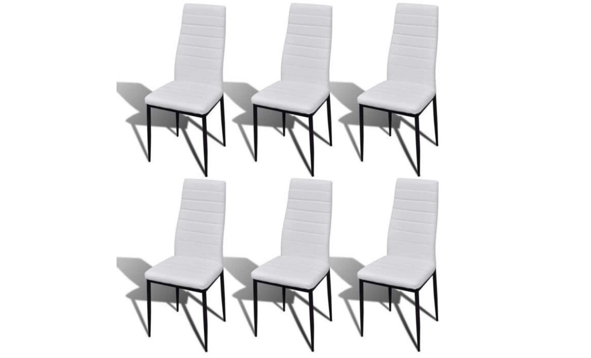 lot de 6 chaises blanches aux lignes fines avec une table en verre pas cher
