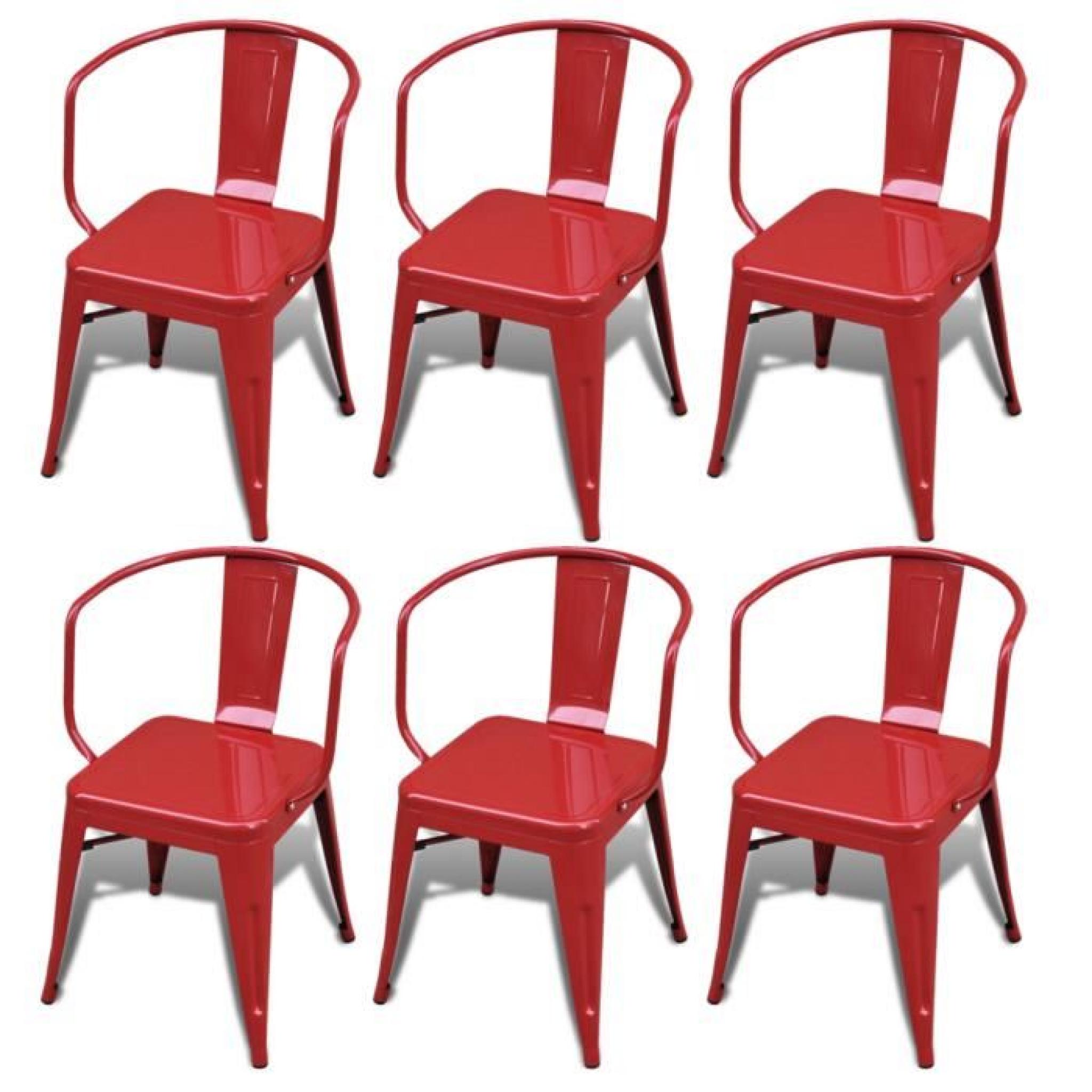 Lot de 6 Chaises de salle à manger avec dossier Rouge pas cher