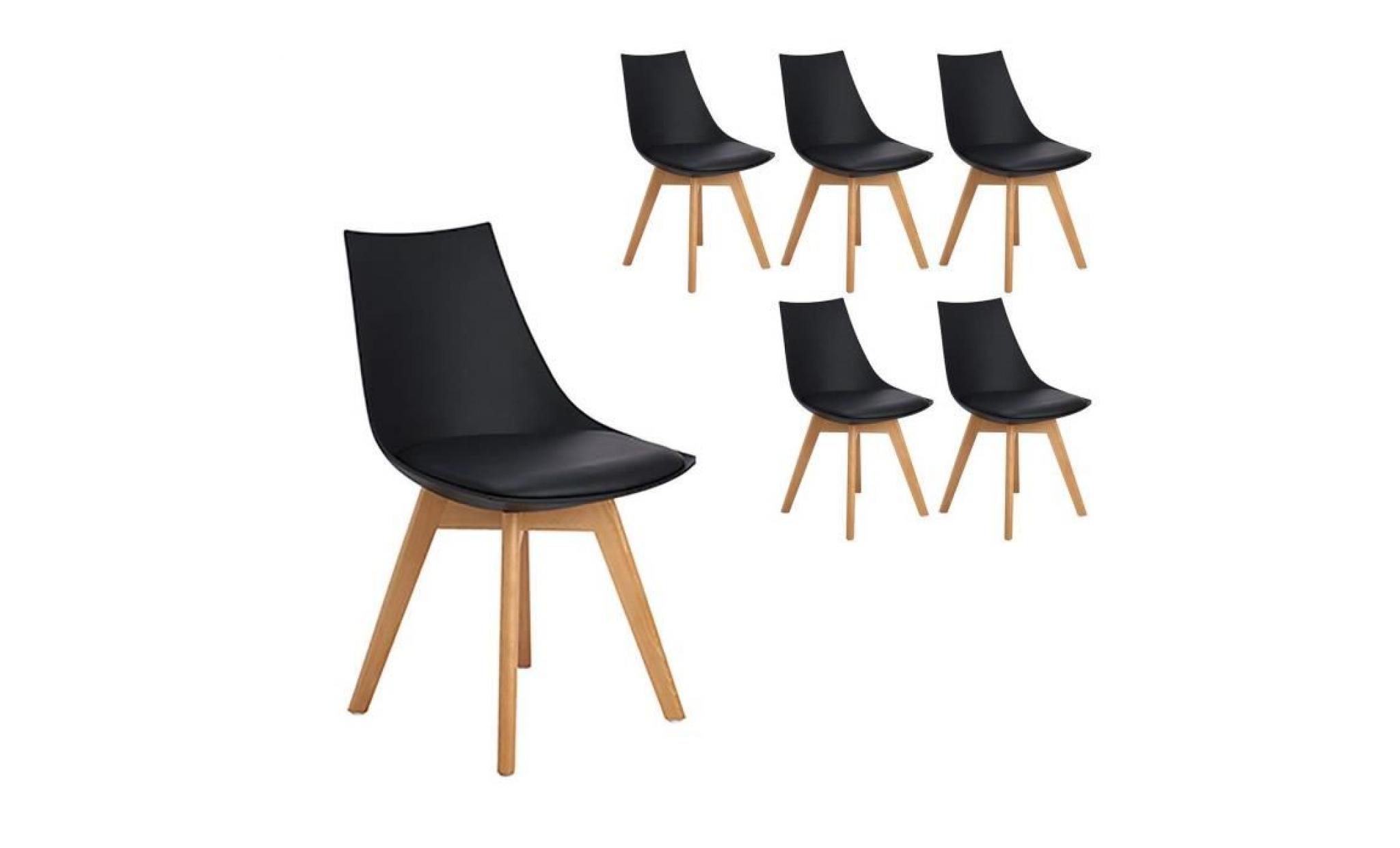 jkk lot de 6 chaises de salle à manger design contemporain nordique scandinave noir