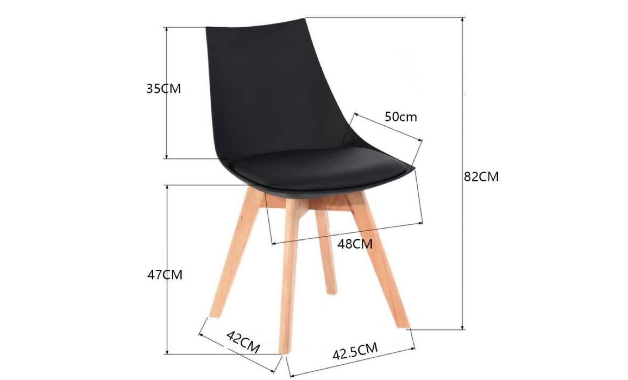 jkk lot de 6 chaises de salle à manger design contemporain nordique scandinave noir pas cher