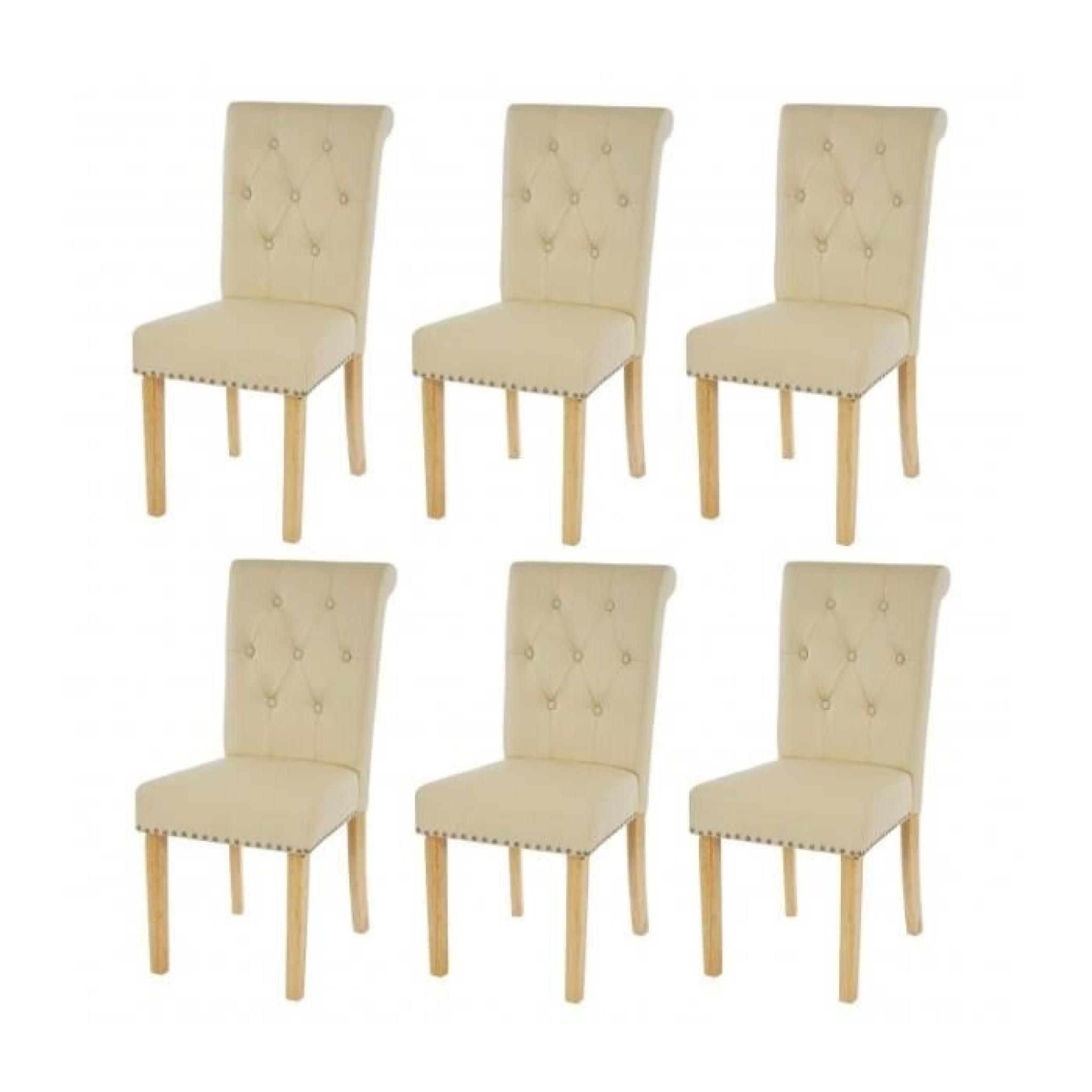 Lot de 6 chaises de salle à manger design crème pieds clairs CDS04211