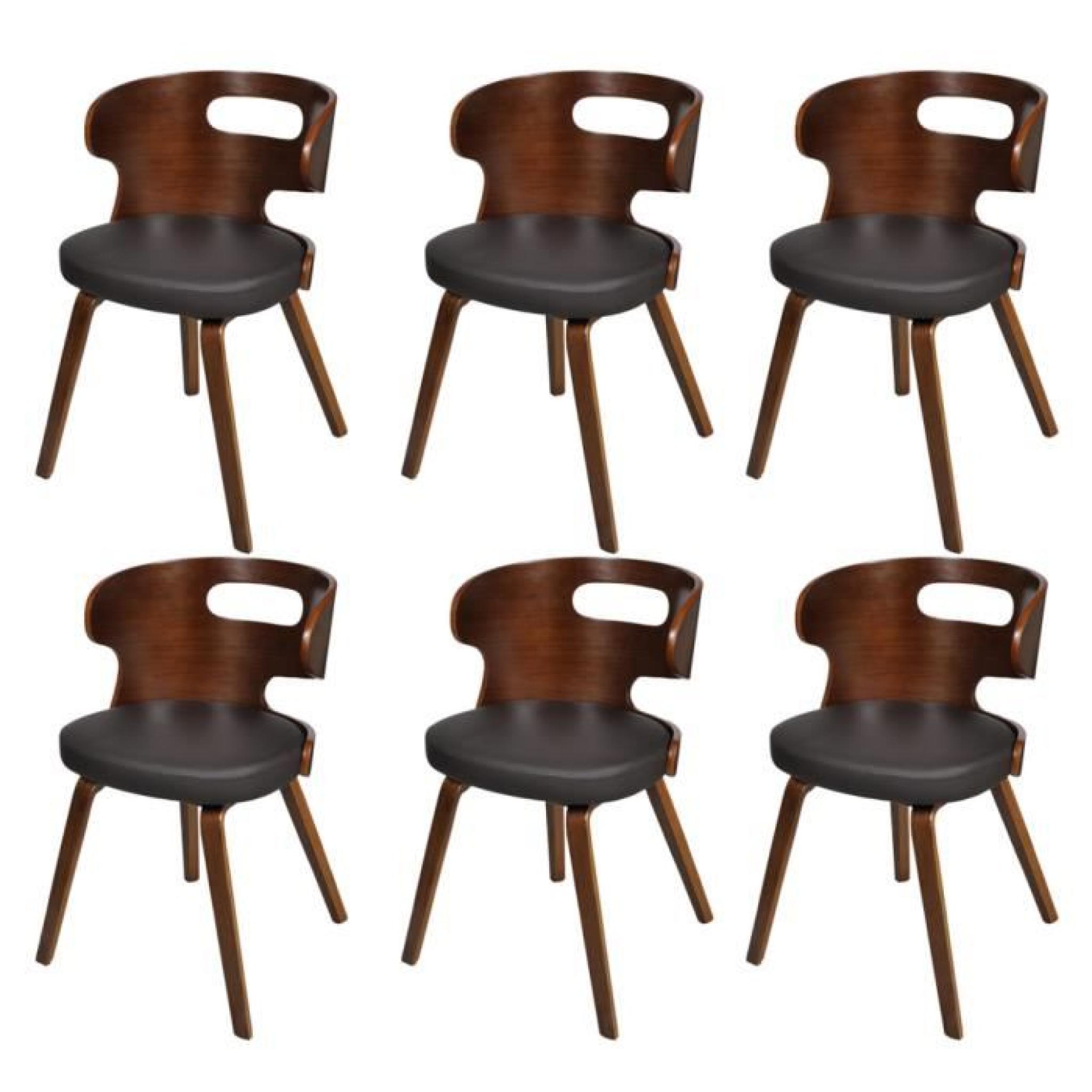 Lot de 6 chaises de salle à manger en cuir brun