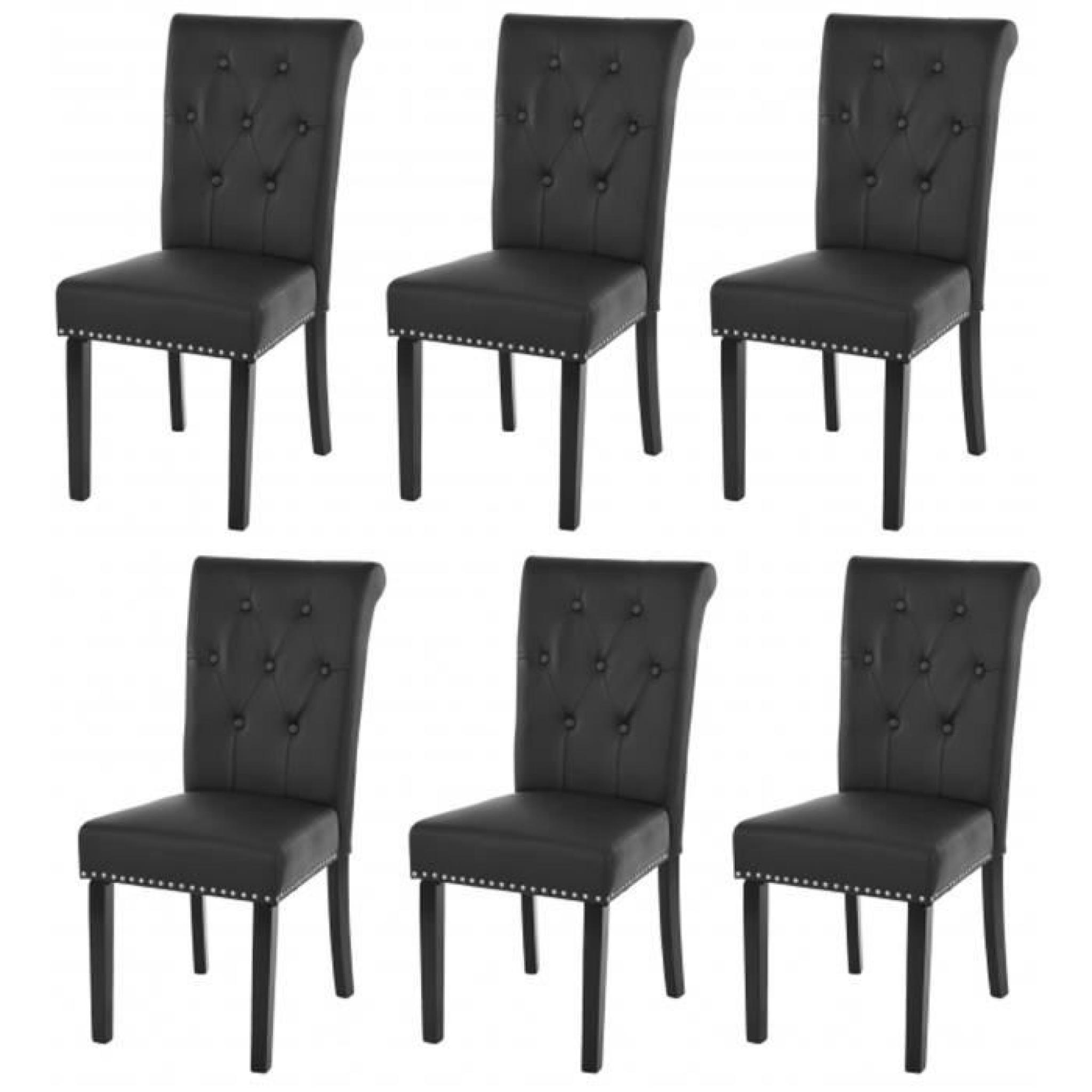 Lot de 6 chaises de salle à manger en cuir synthétique couleur noir, 98 x 47 x 62 cm
