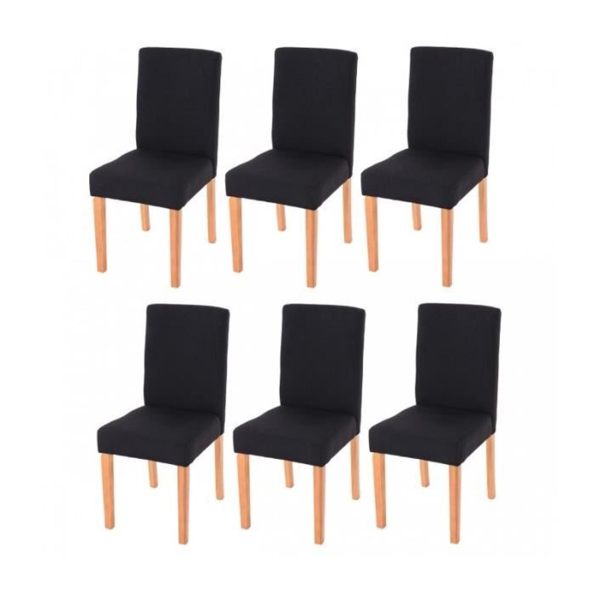 Lot de 6 chaises de salle à manger en tissu noir pieds clairs CDS04217