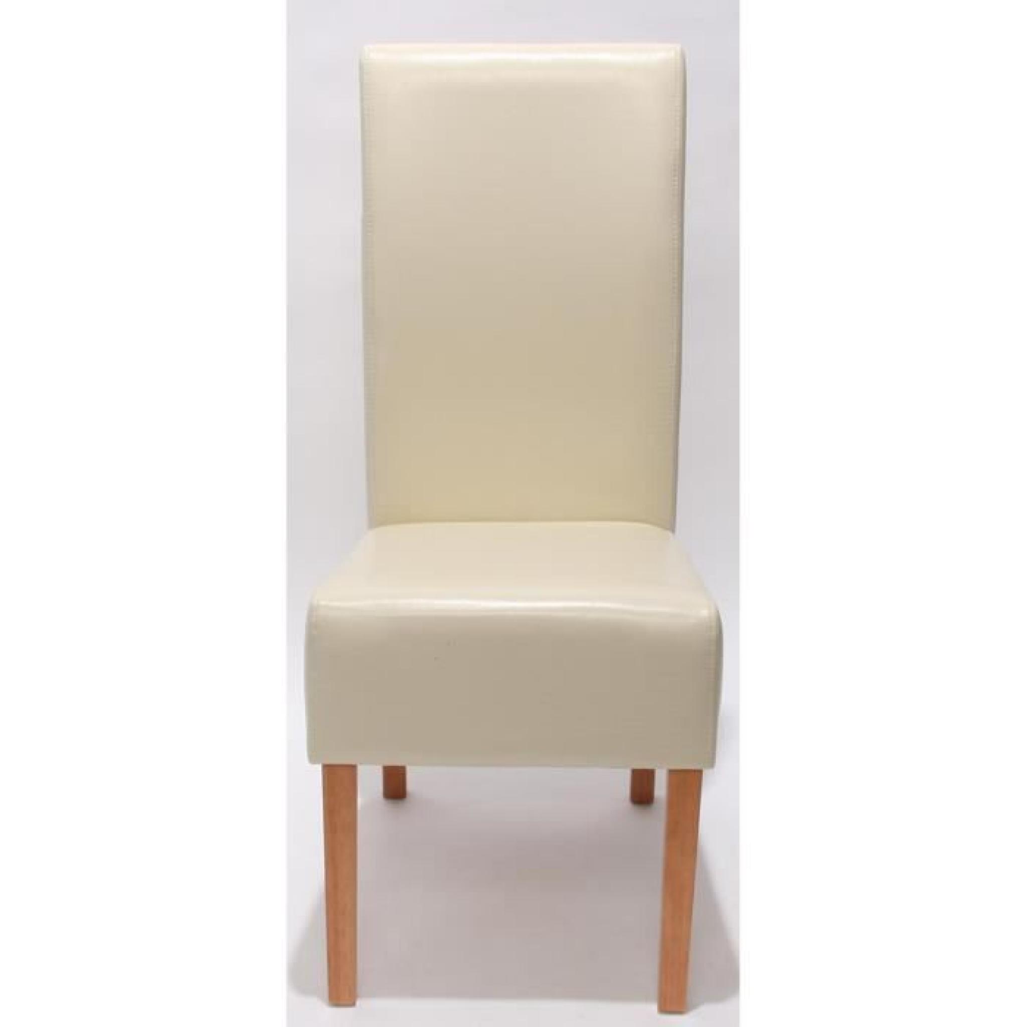 Lot de 6 chaises de salle à manger, fauteuil inclinable Latina en cuir coloris crème pas cher