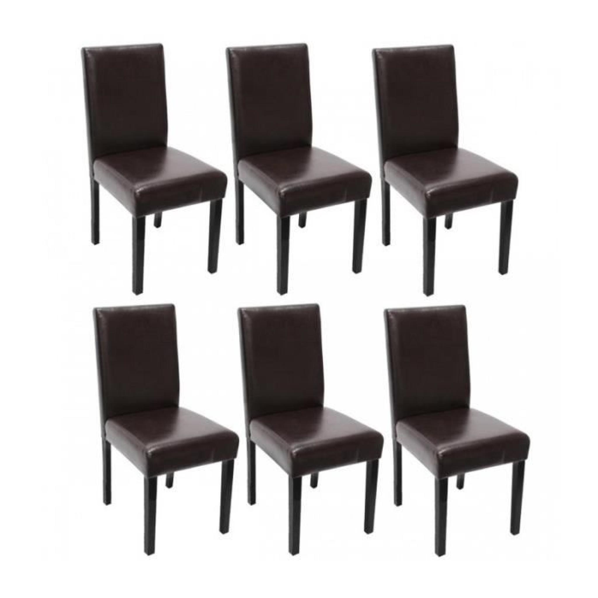 Lot de 6 chaises de salle à manger simili-cuir marron pieds foncés CDS04239