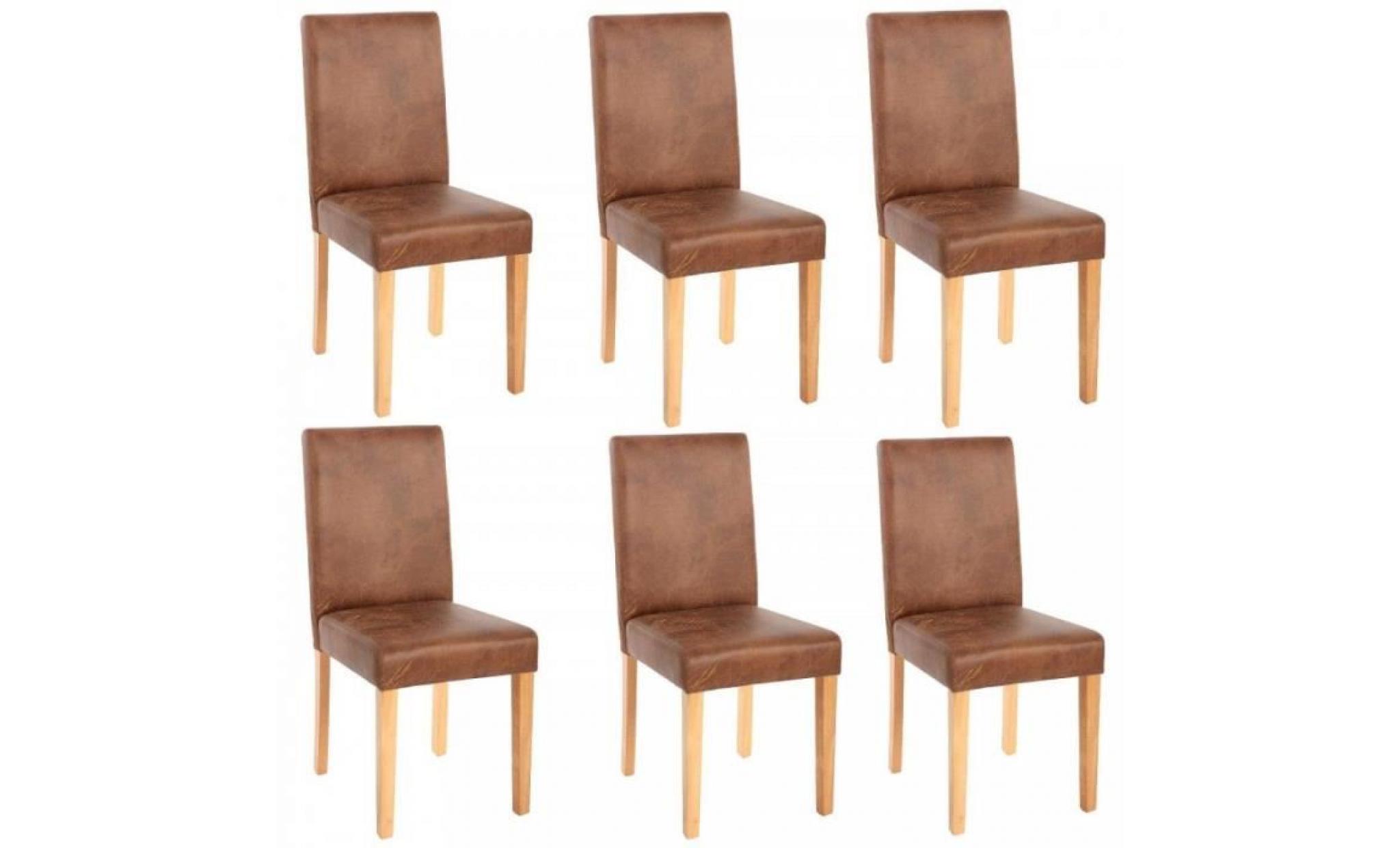 Lot de 6 chaises de salle à manger simili-cuir marron vieilli pieds clairs CDS04251