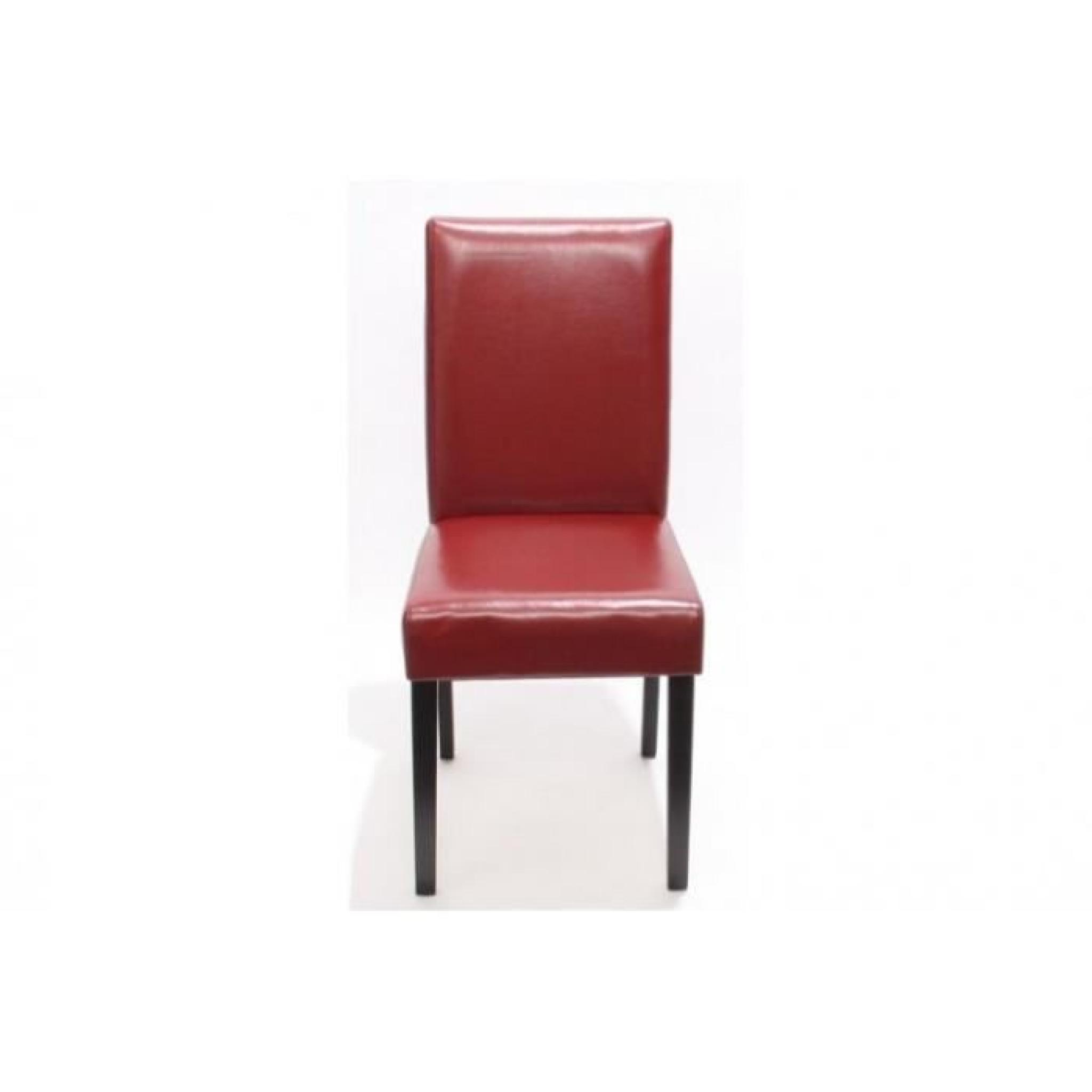 Lot de 6 chaises de salle à manger simili-cuir rouge pieds foncés CDS04244 pas cher