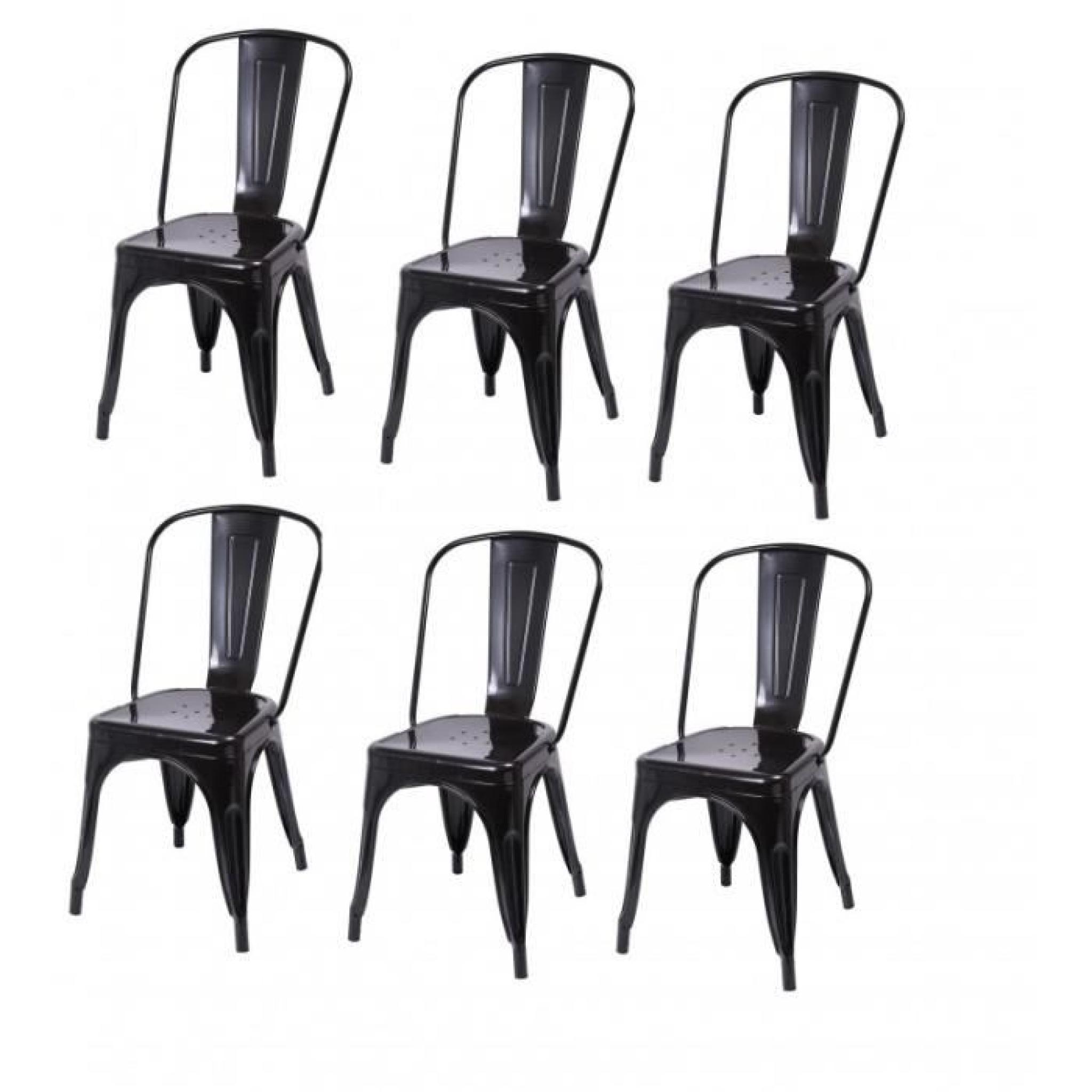 Lot de 6 chaises de salle à manger style industriel factory métal rouge CDS09201