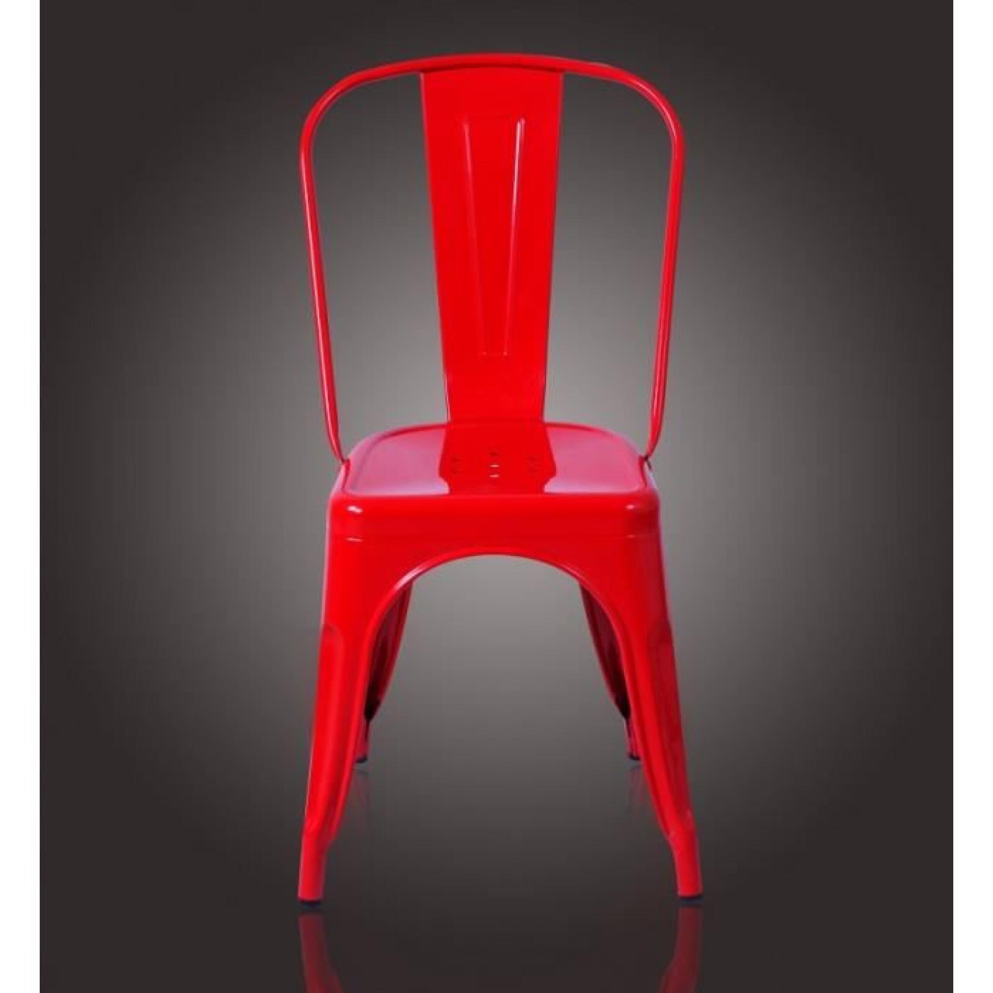 Lot de 6 chaises de salle à manger style industriel factory métal rouge CDS09201 pas cher