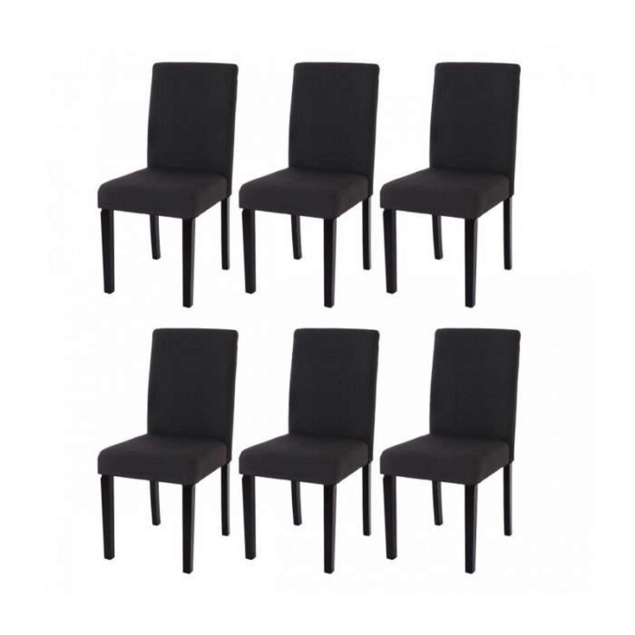 Lot de 6 chaises de salle à manger en tissu noir pieds foncés CDS04216