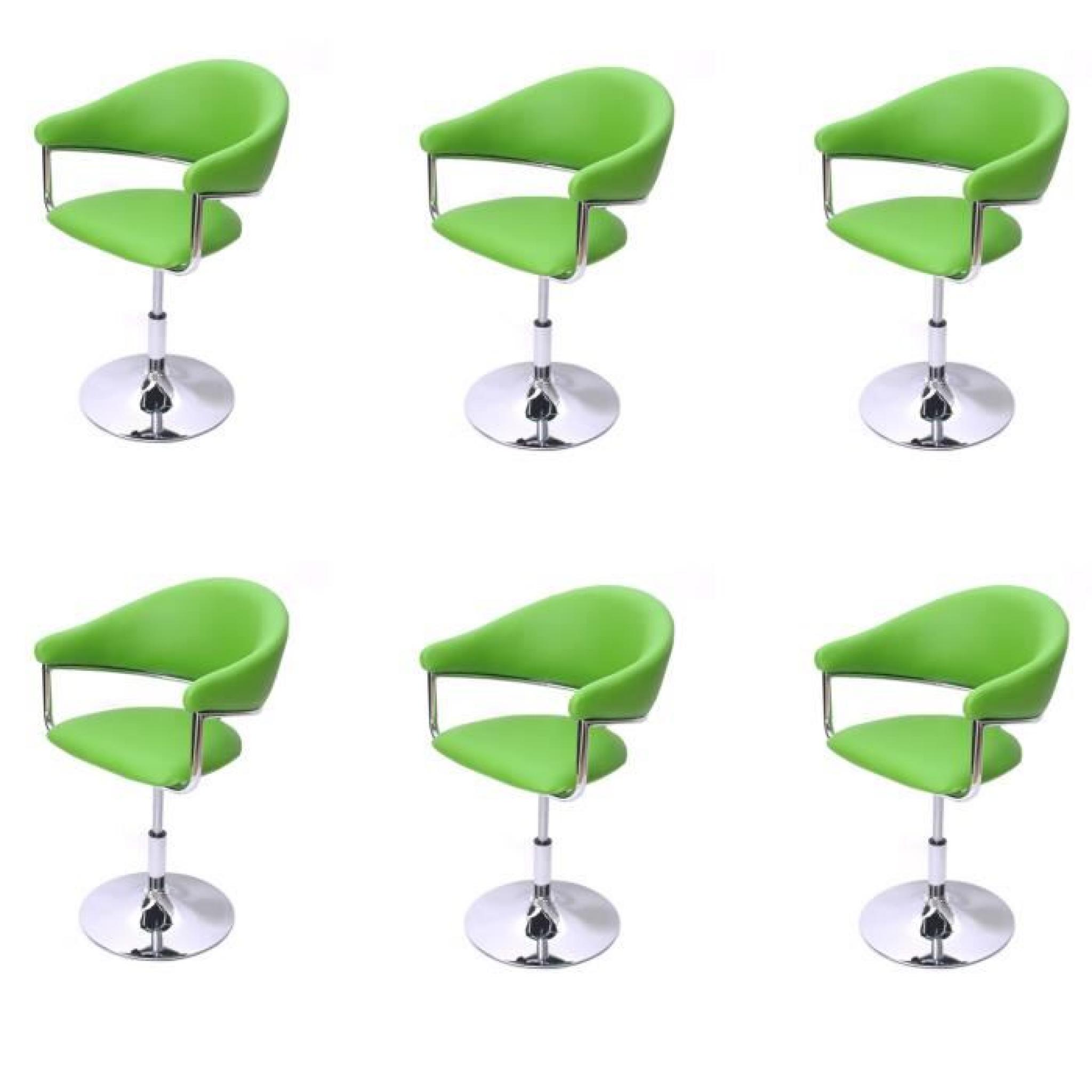 Lot de 6 chaises de séjour COMO, réglable en hauteur, PU, vert.
