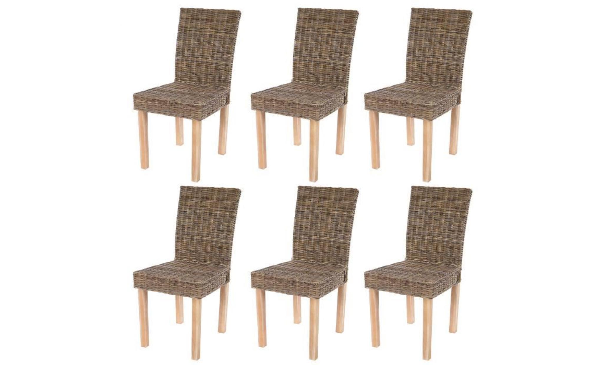 lot de 6 chaises de séjour littau chaise en osier, rotin kubu.