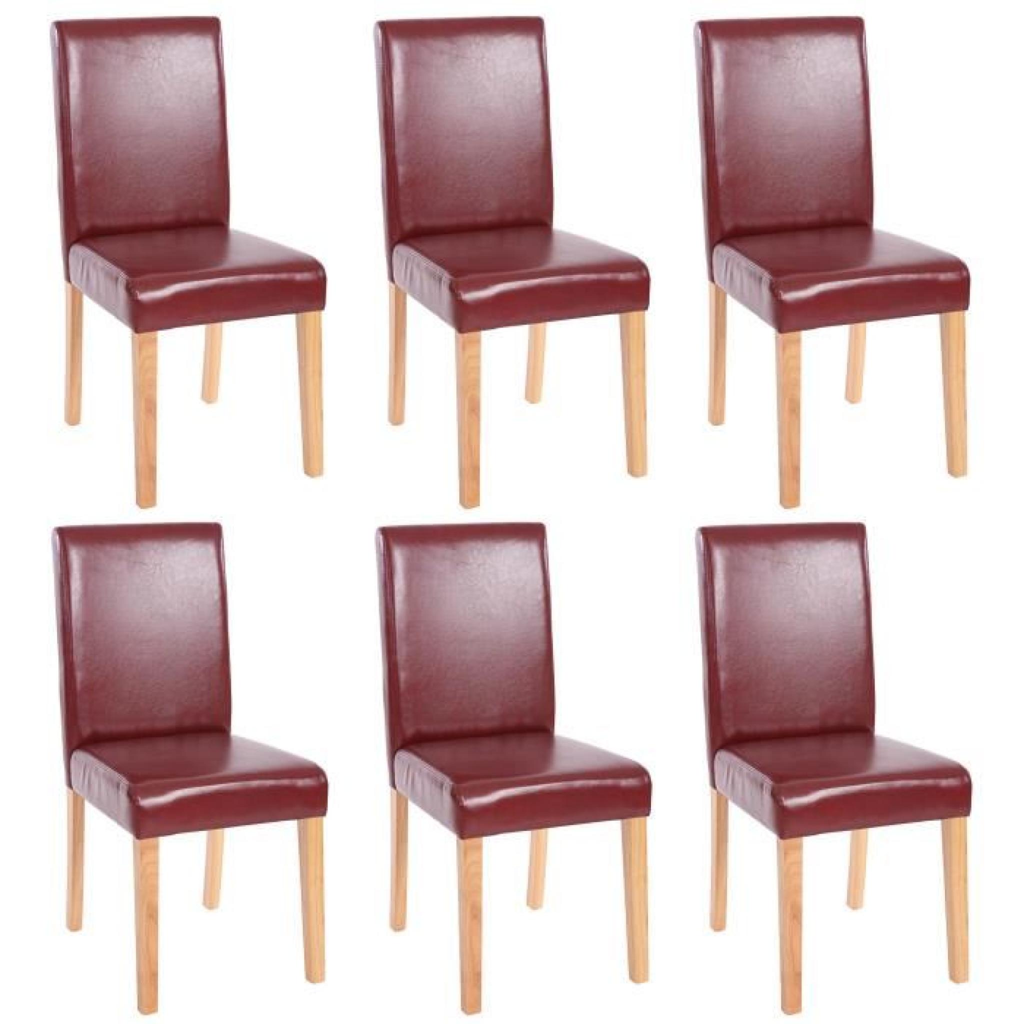 Lot de 6 chaises de séjour Littau, PU, brun rouge, pieds clairs