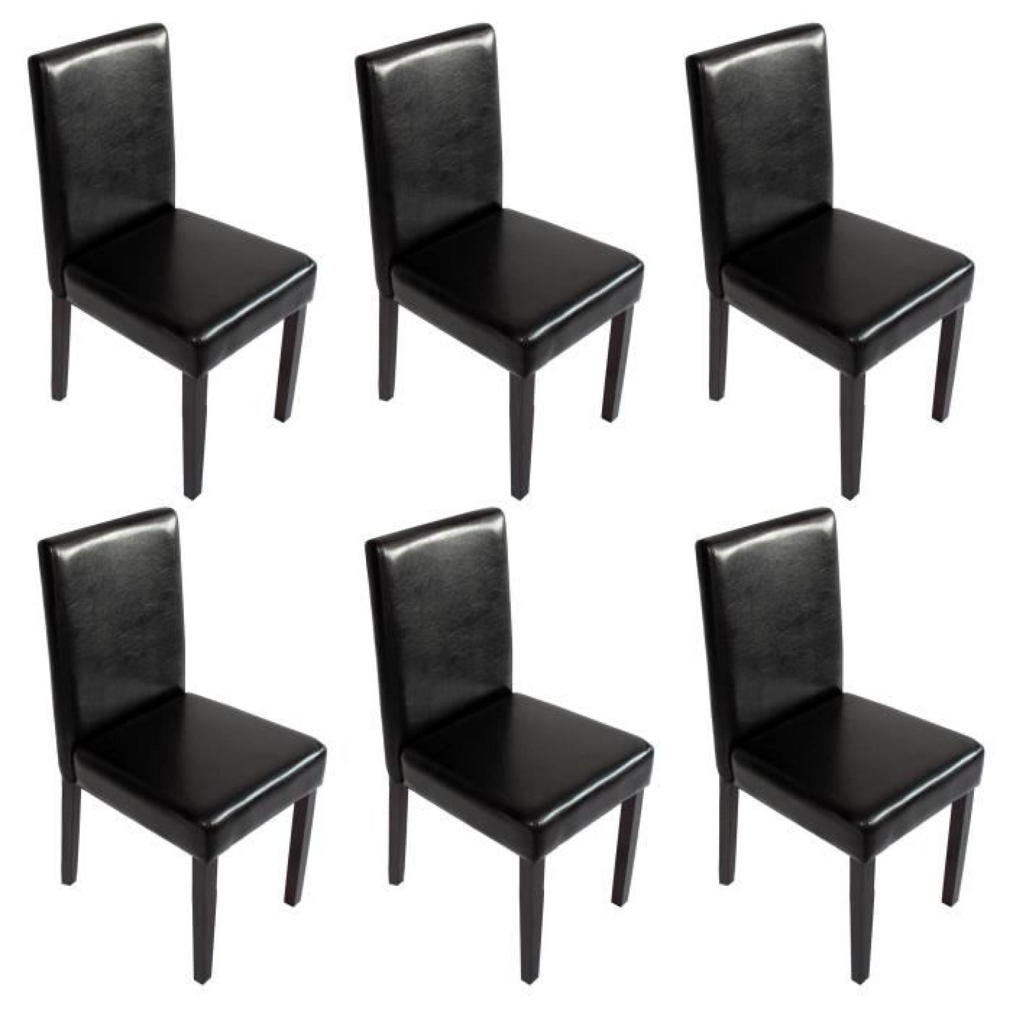 Lot de 6 chaises de séjour Littau, PU, noir, pieds foncés