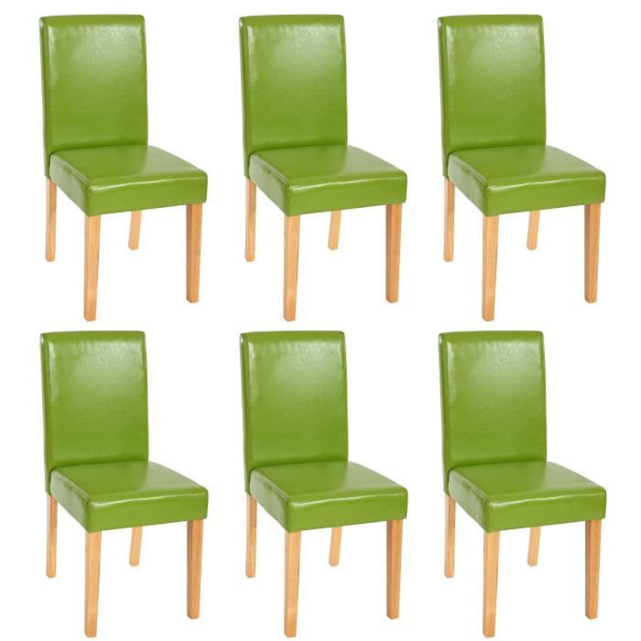 Lot de 6 chaises de séjour Littau, PU, vert, pieds foncés