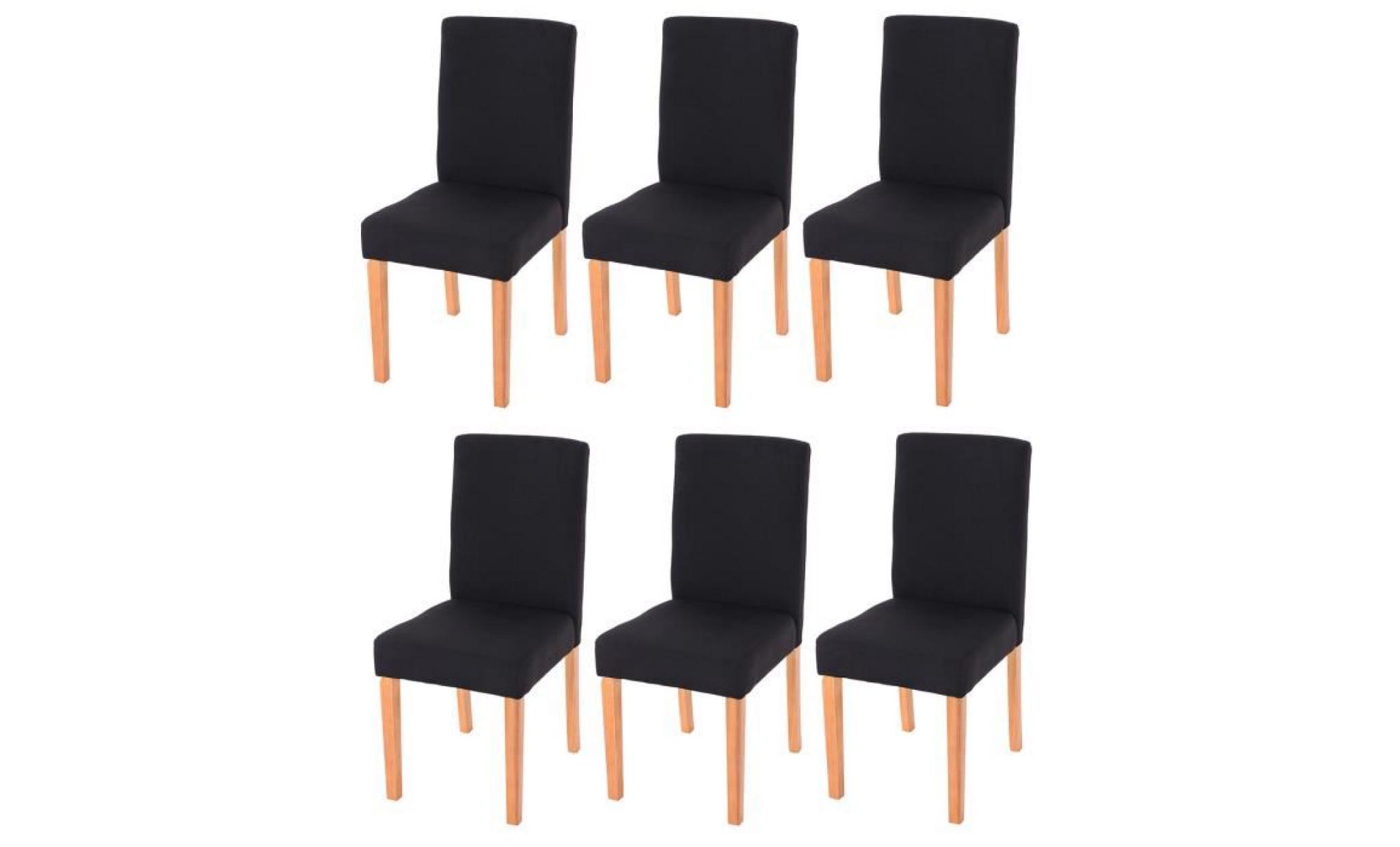 Lot de 6 chaises de séjour Littau, tissu noir, pieds clairs