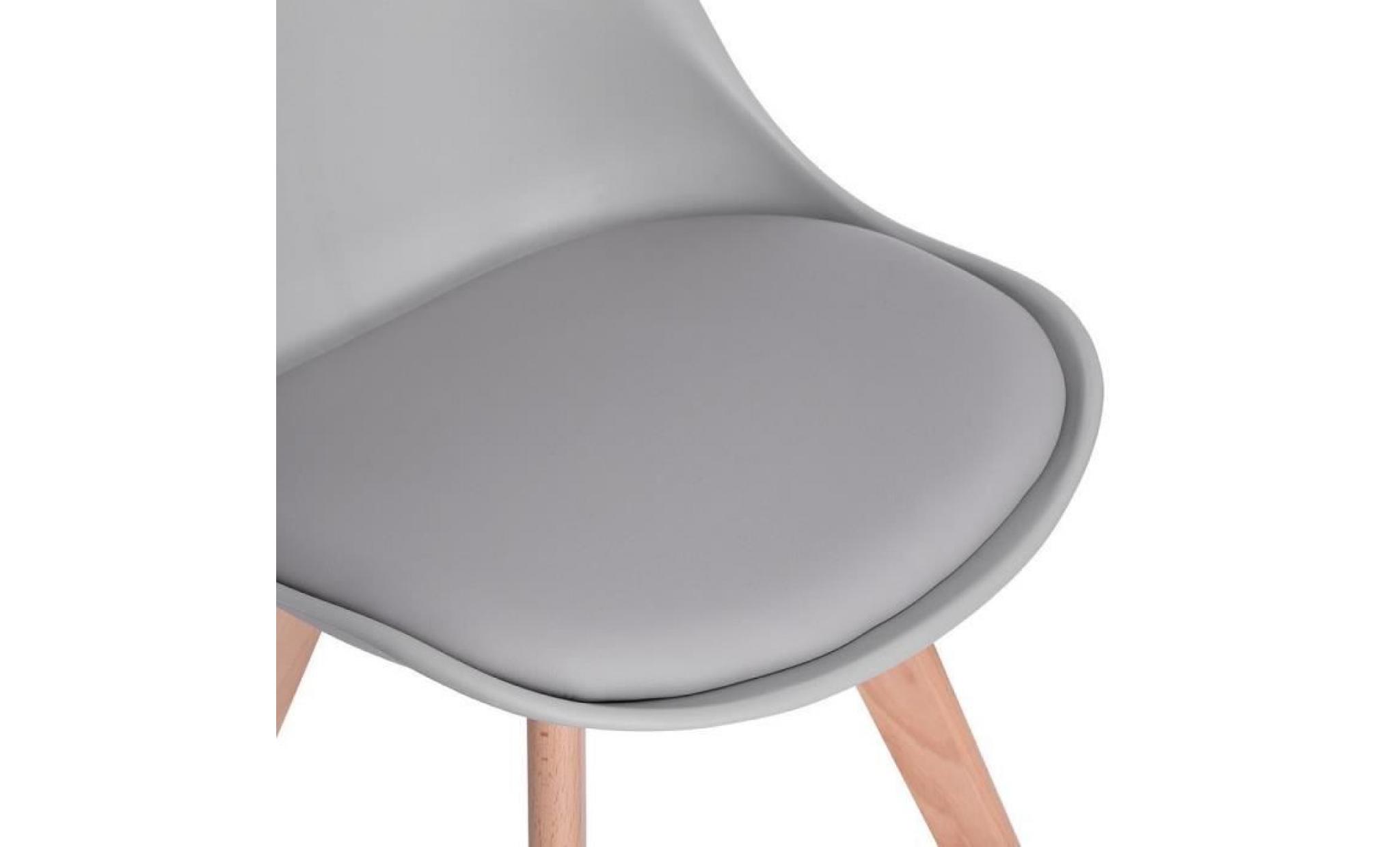 jkk lot de 6 chaises design contemporain nordique scandinave  tulipe chaises  pieds en bois de hêtre massif   gris clair pas cher