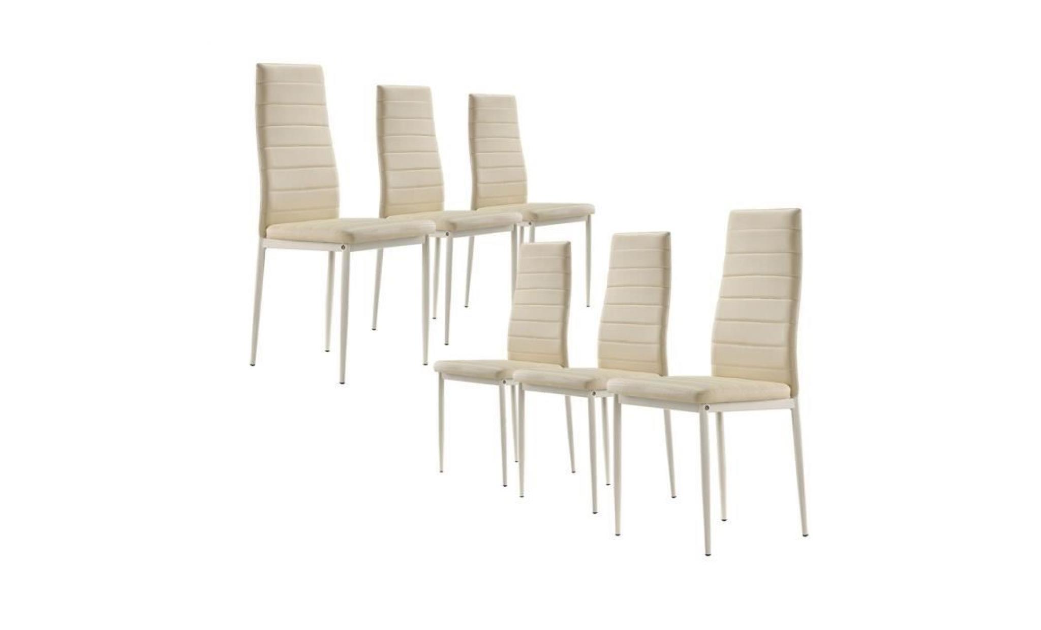 Lot de 6 chaises design couleur Beige en simili Cuire  style contemporain