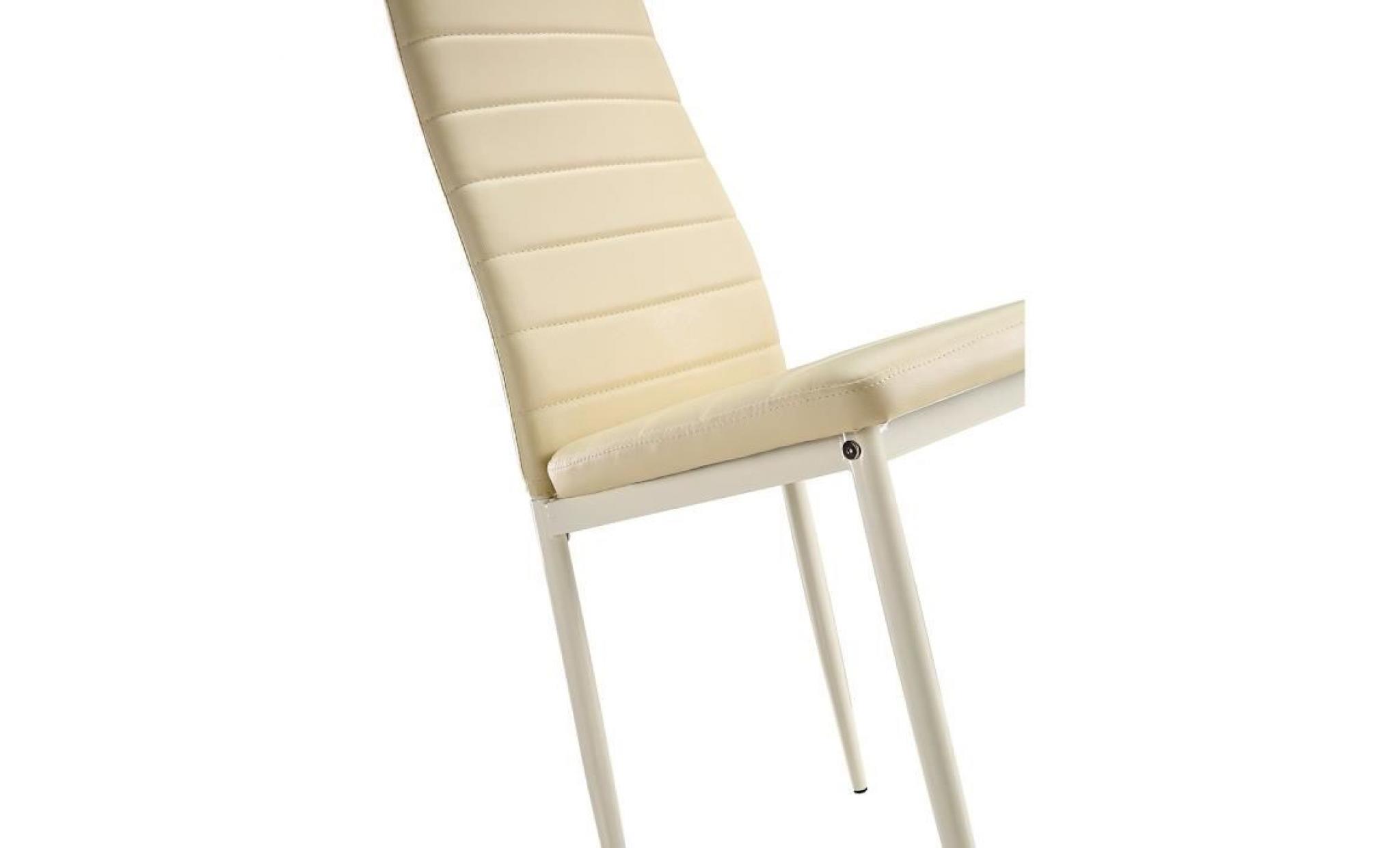 Lot de 6 chaises design couleur Beige en simili Cuire  style contemporain pas cher