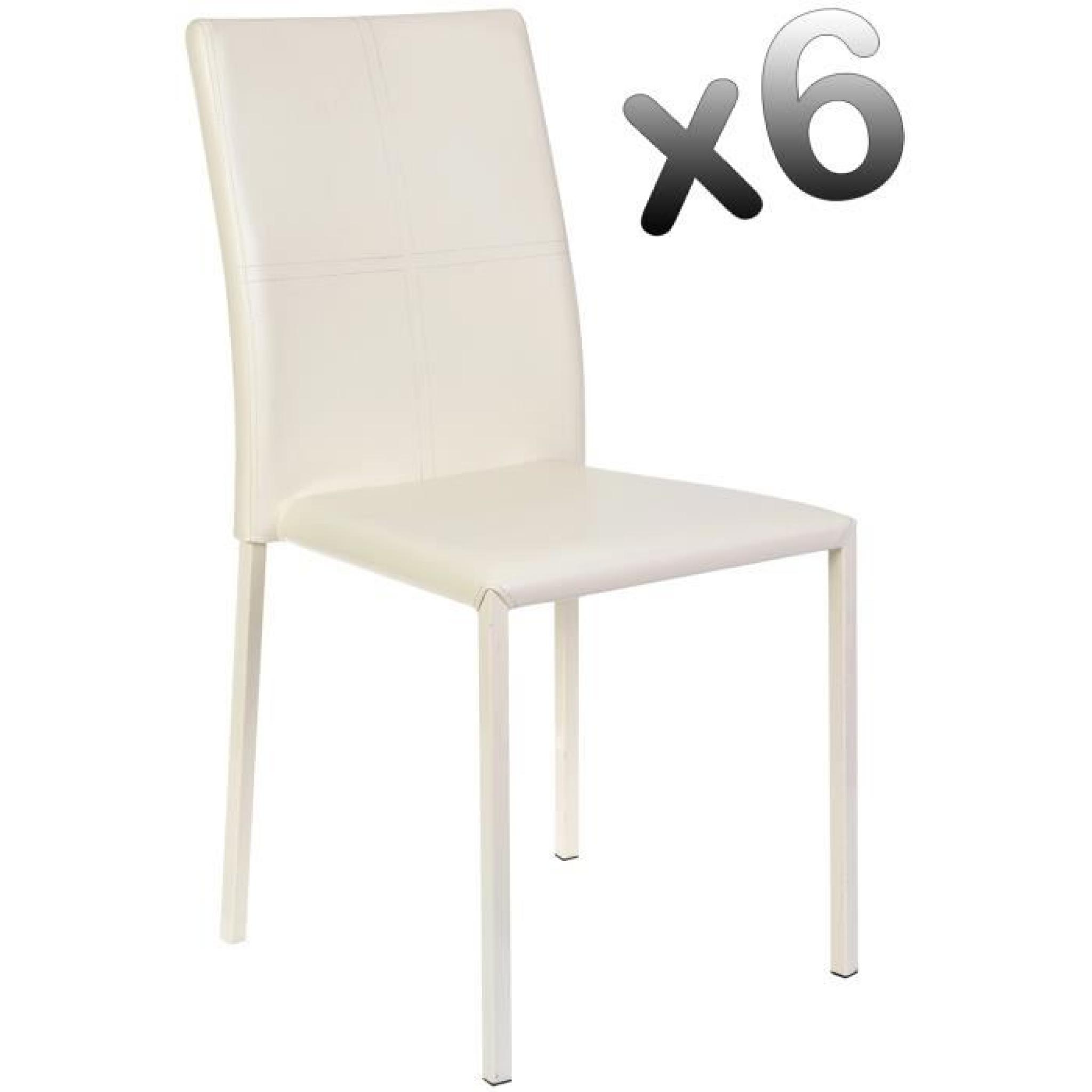 Lot de 6 chaises en PU crême Alexia, H86 x P46 x L41.5 cm