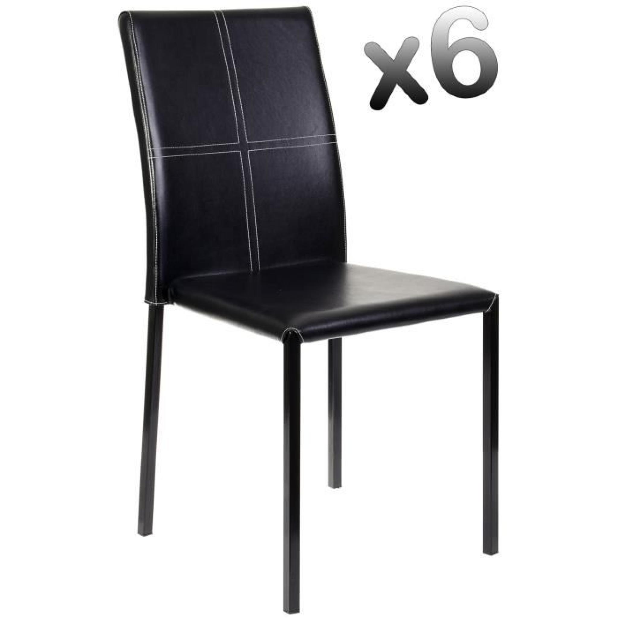 Lot de 6 chaises en PU noir Alexia, H86 x P46 x L41.5 cm