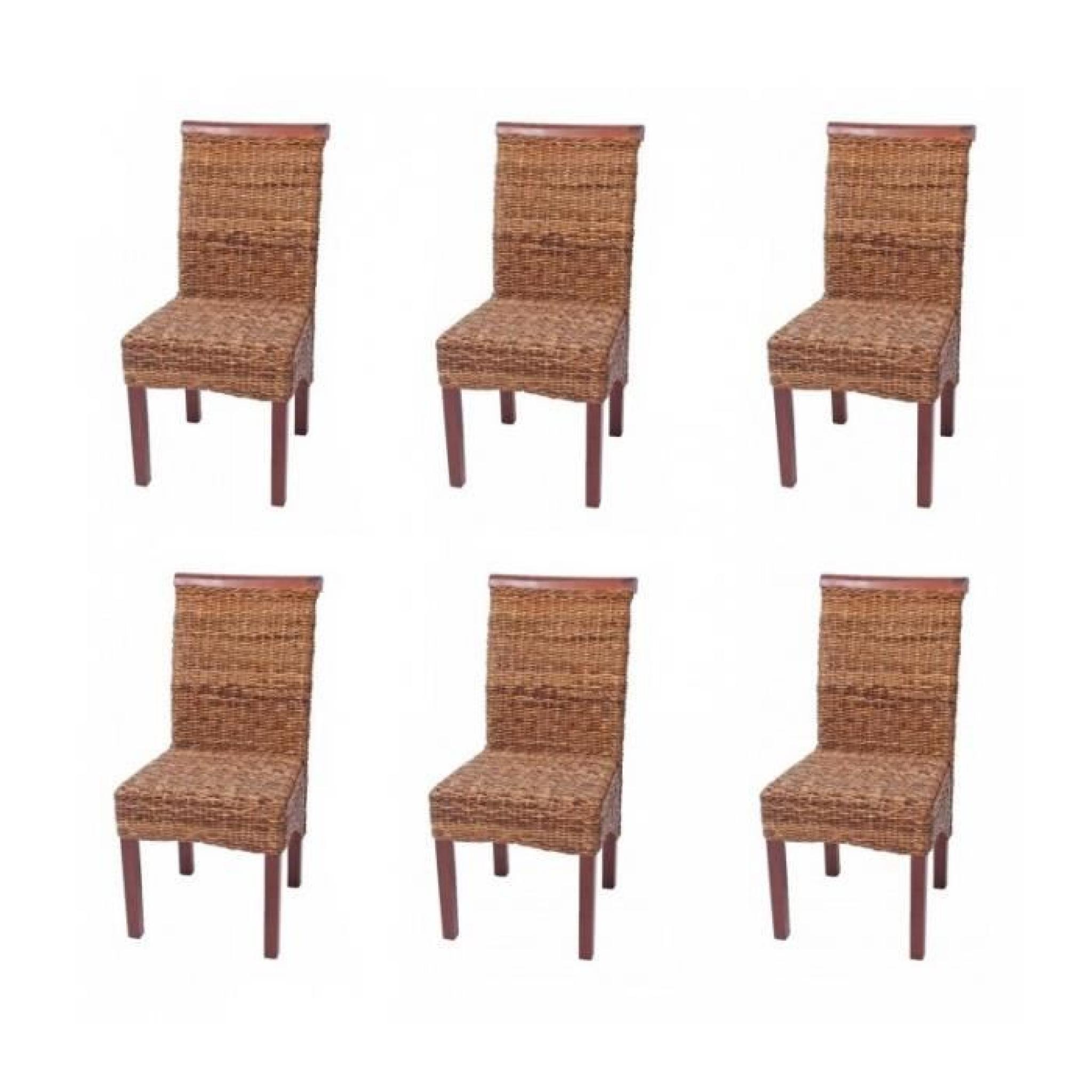 Lot de 6 chaises en rotin banane tressée pieds marron CDS04202