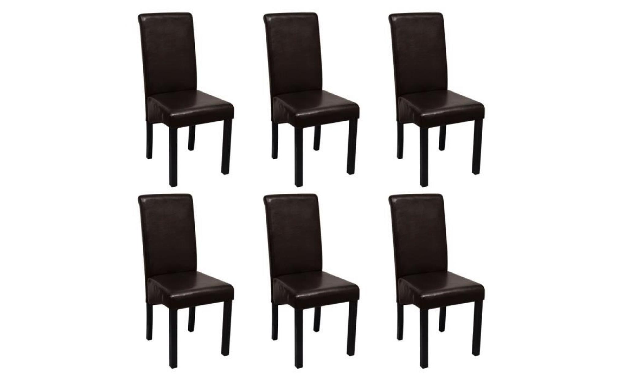 lot de 6 chaises en simili cuir marron