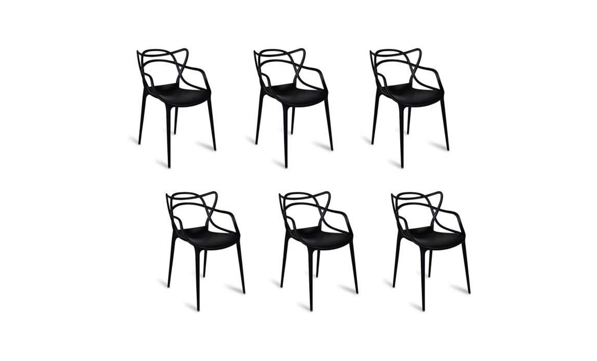 lot de 6 chaises master noires inspirees kartell