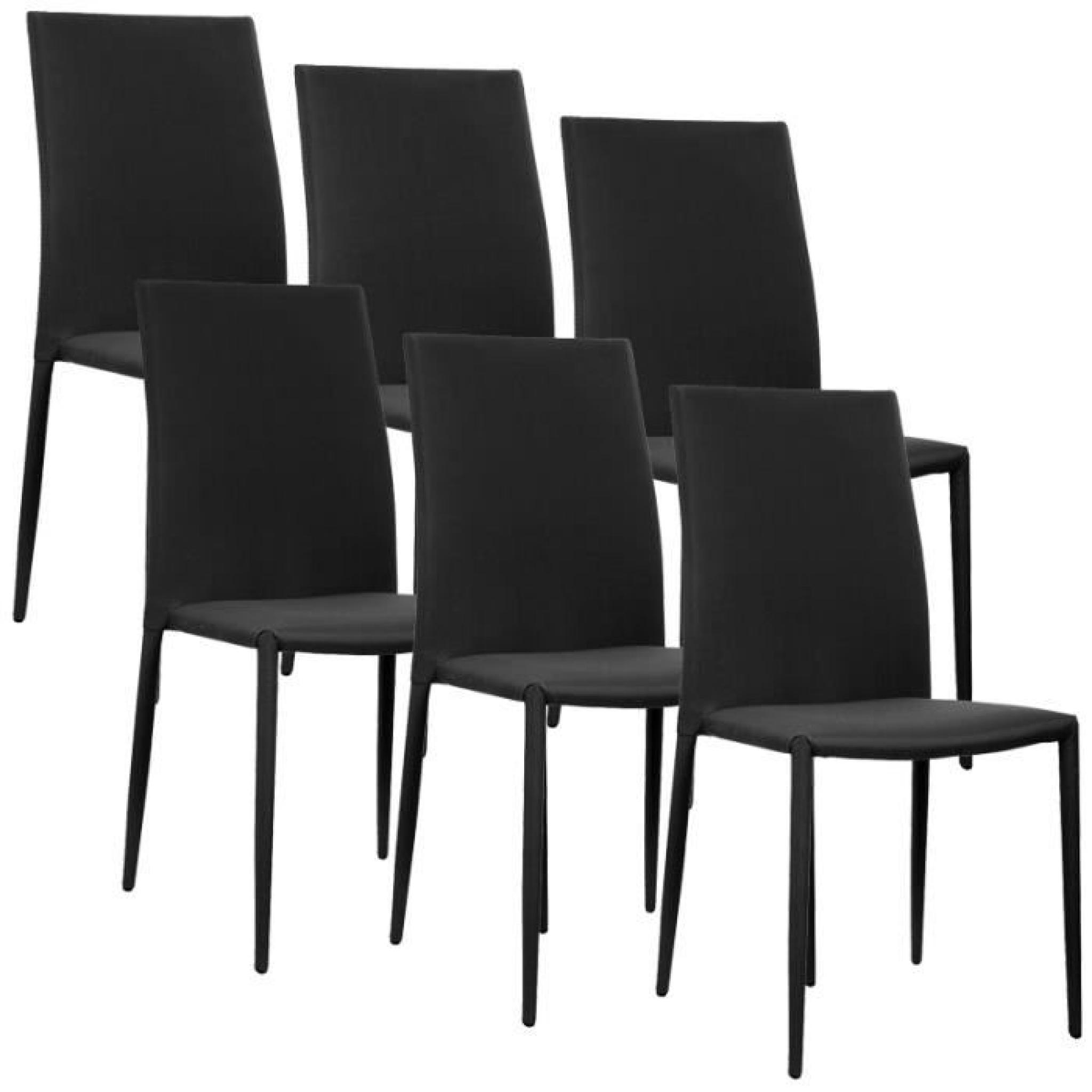 Lot de 6 chaises noires en tissu KYNI