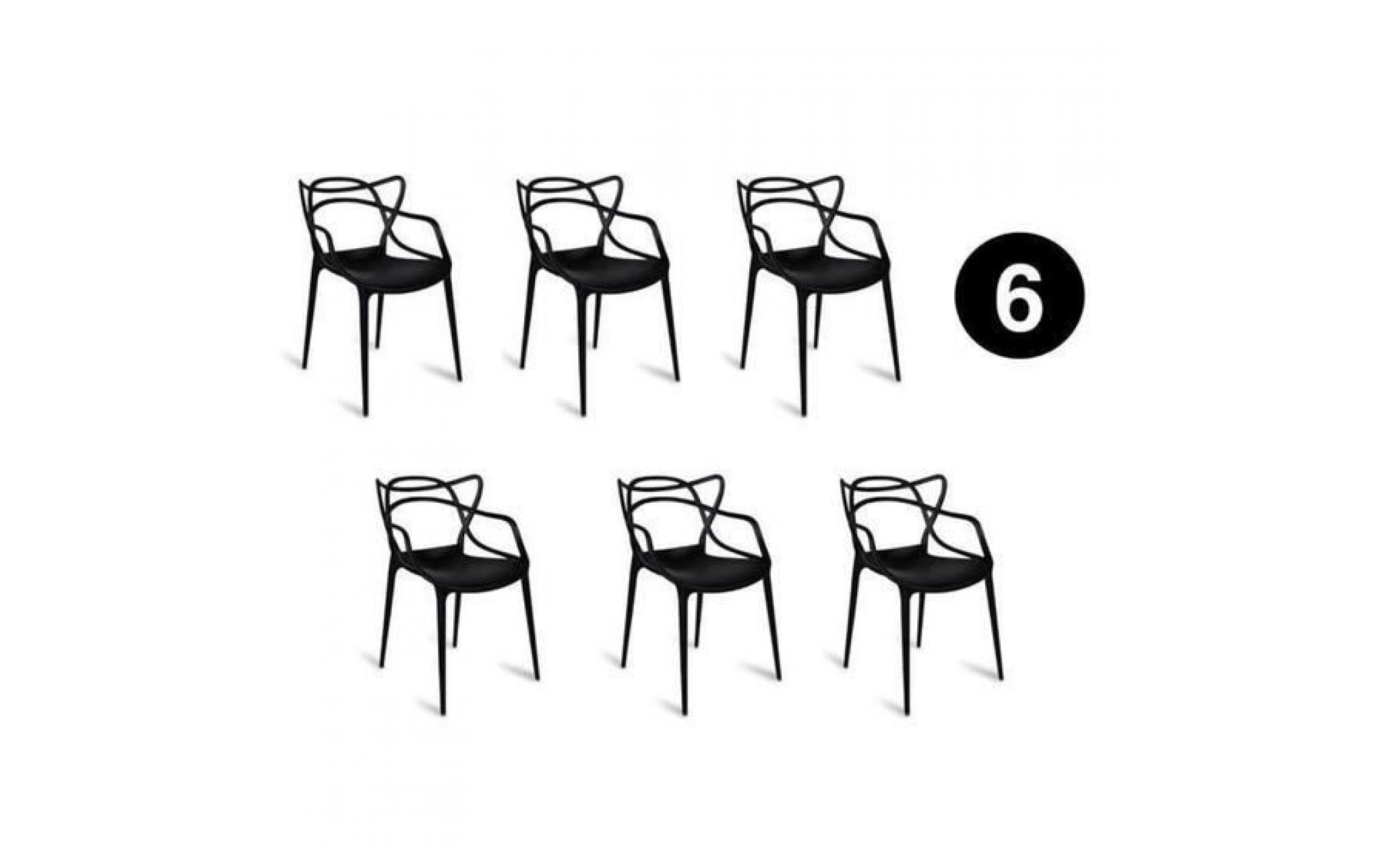 master lot de 6 chaises noires inspirée bureau salon salle a manger terrasse jardin