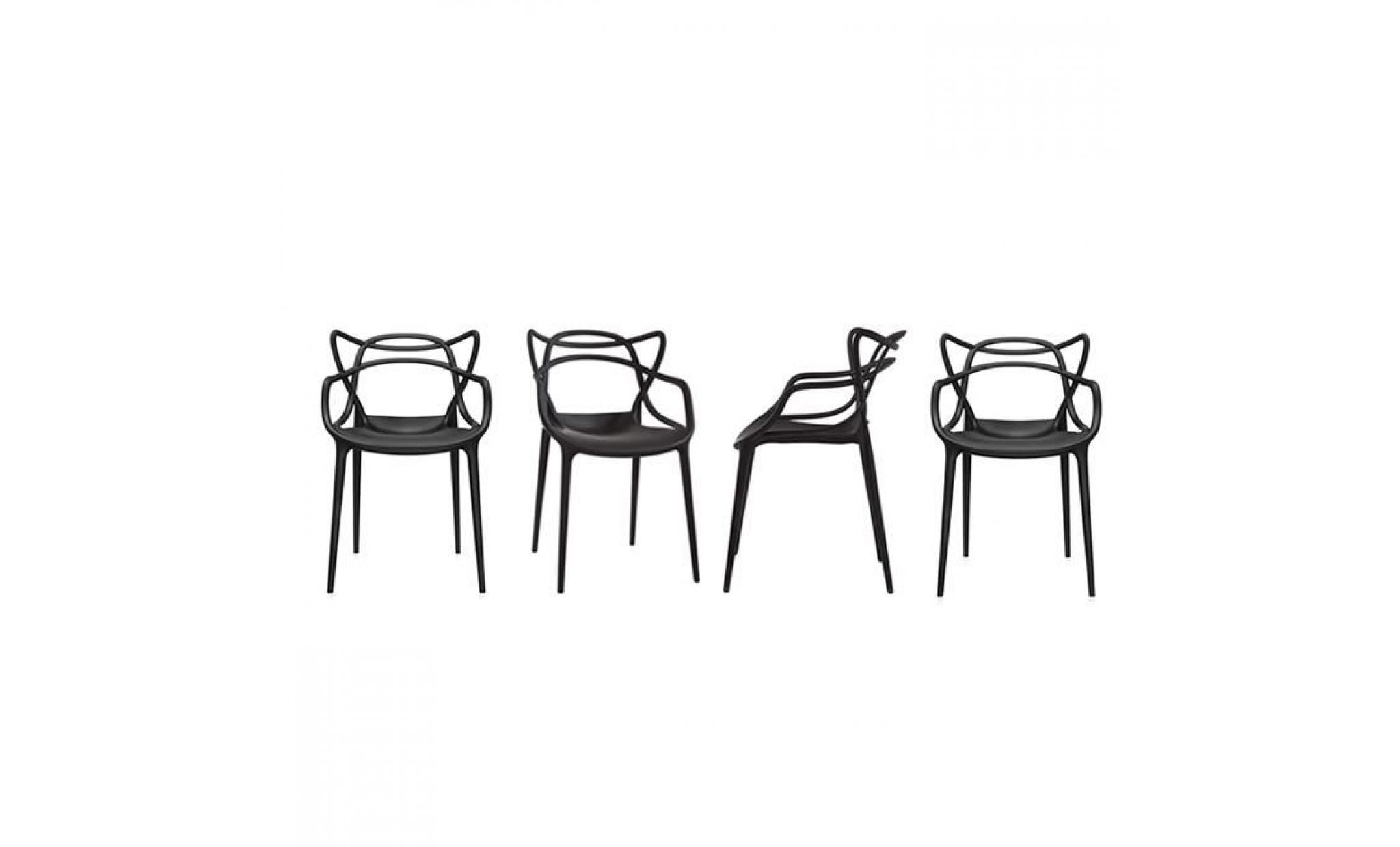master lot de 6 chaises noires inspirée bureau salon salle a manger terrasse jardin pas cher