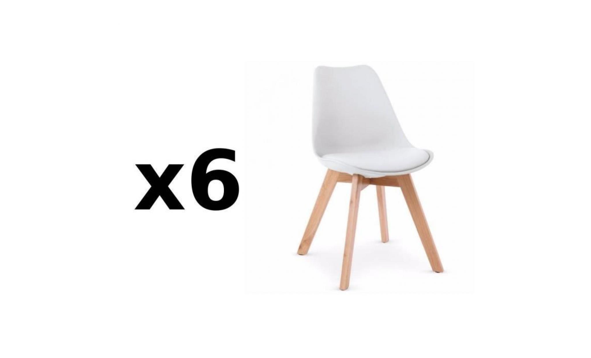 lot de 6 chaises oslo design scandinave piétement en hêtre