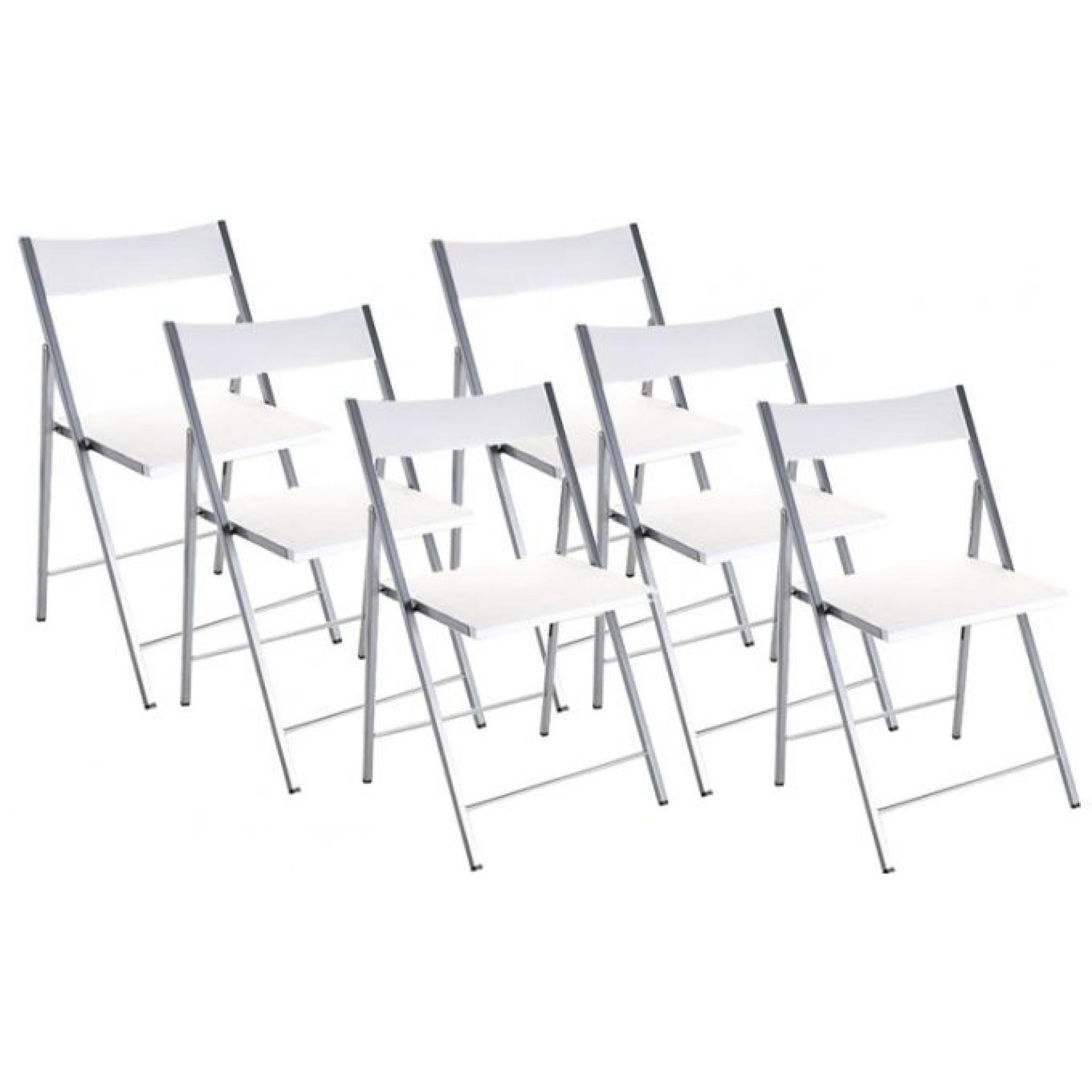 Lot de 6 chaises pliantes blanches Bilbao