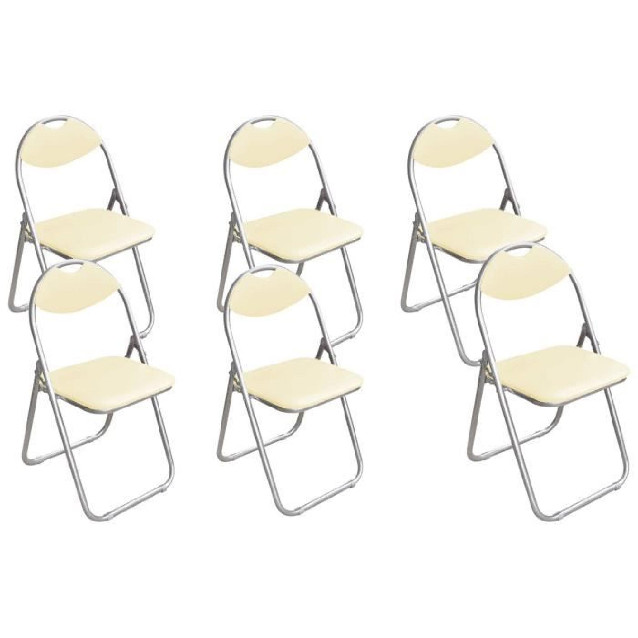 Lot de 6 chaises pliantes Ivoire/blanc CELIO
