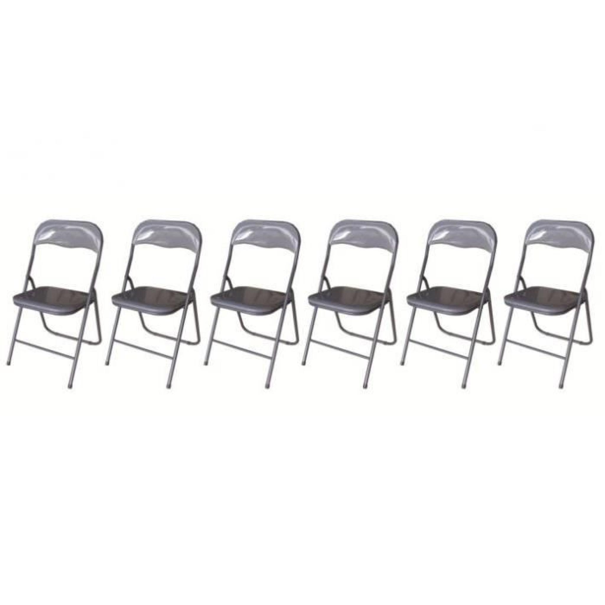 Lot de 6 chaises pliantes JACKIE Anthracite