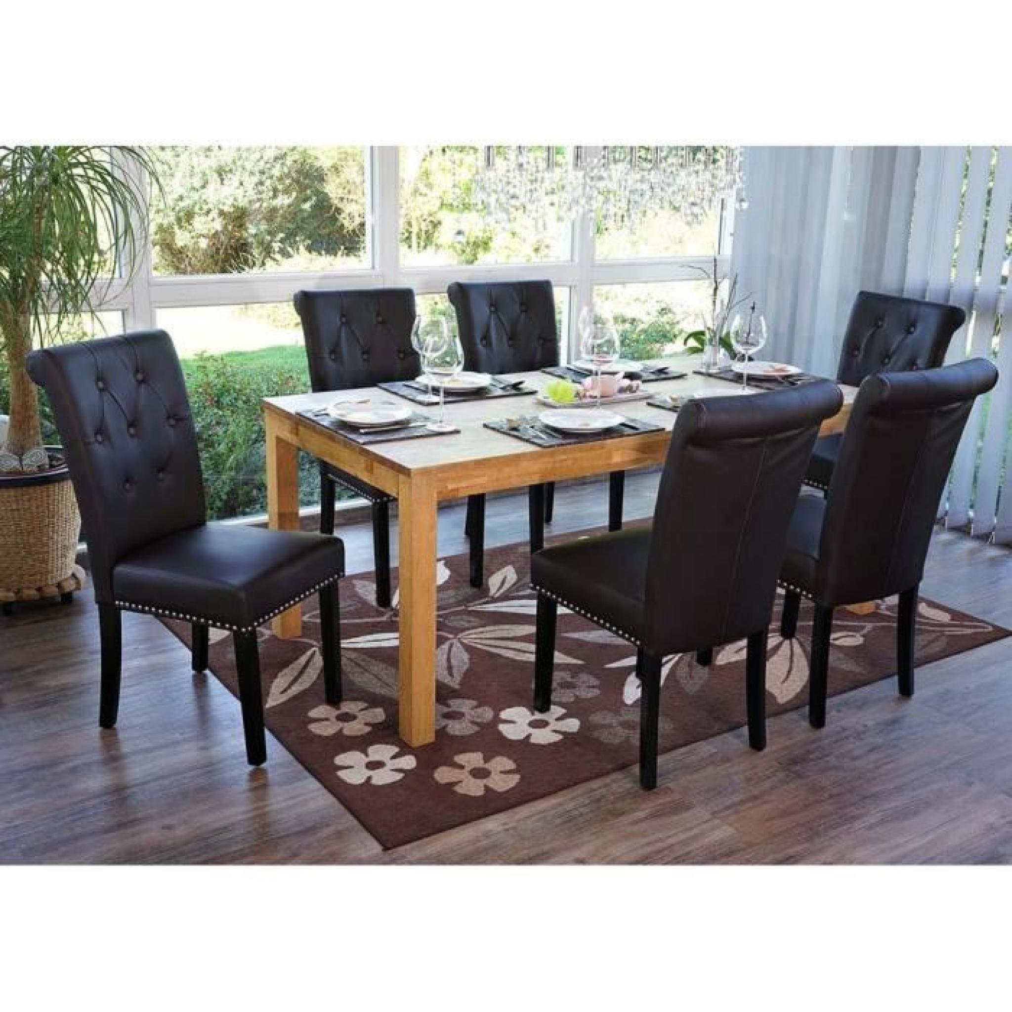 Lot de 6 chaises pour salle à manger en PU coloris marron - Dim: 98 x 47 x 62 cm