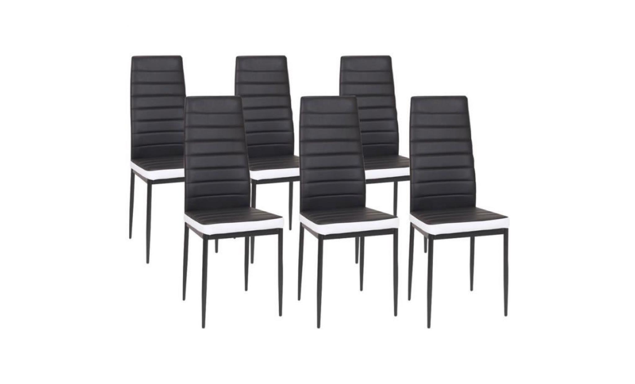 lot de 6 chaises romane noires bandeau blanc pour salle à manger pas cher