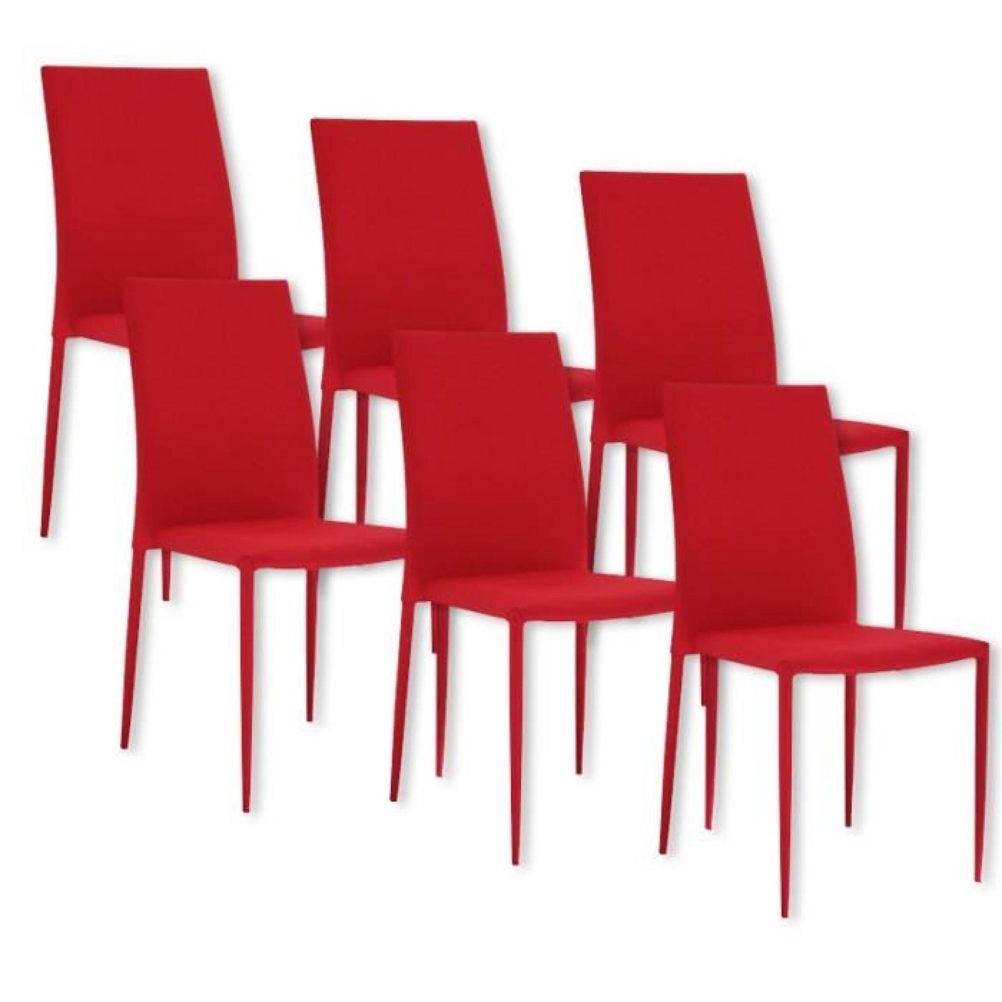 Lot de 6 chaises rouge en tissu KYNI