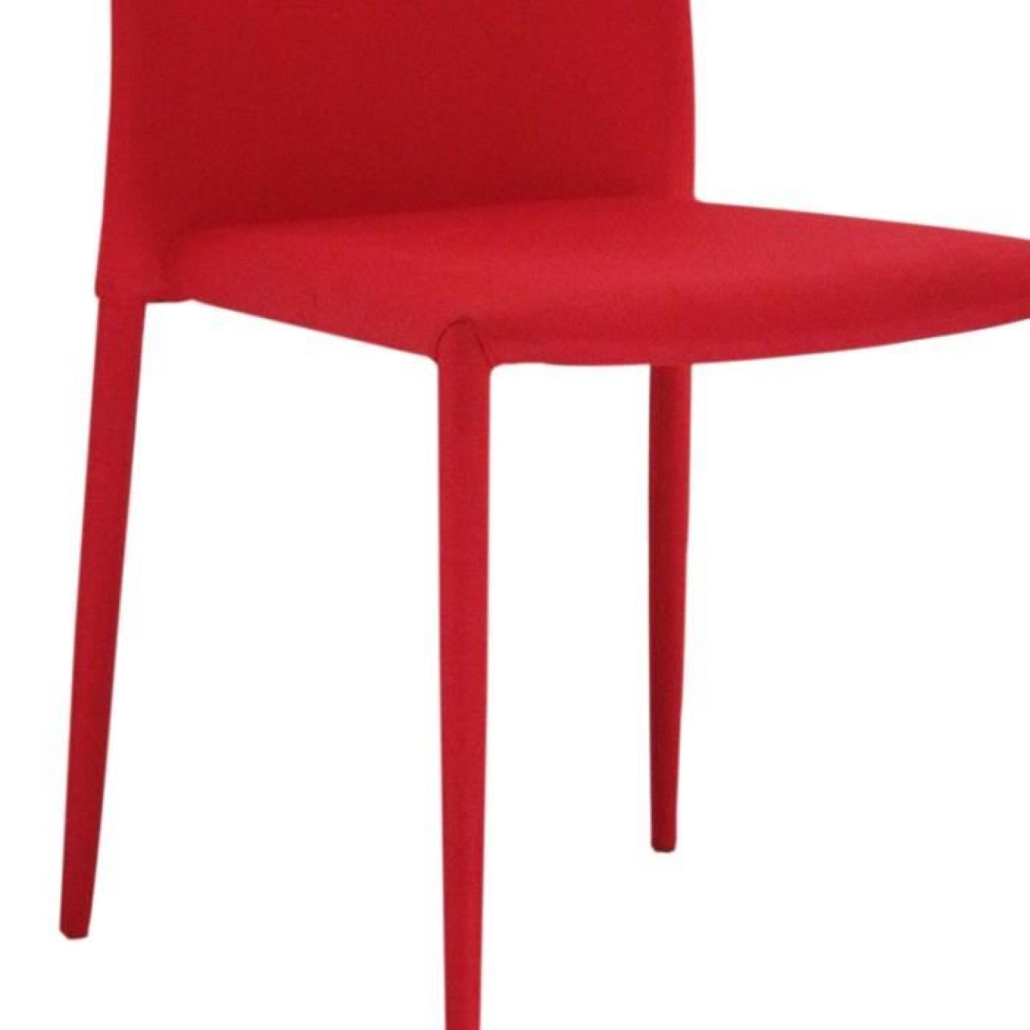 Lot de 6 chaises rouge en tissu KYNI pas cher