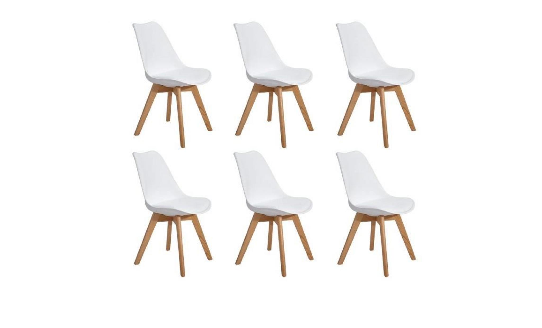 jkk lot de 6 chaises salle a manger scandinave avec pieds en bois de chêne massif,(tm) rétro tulip chaises de salle de bureau   noir