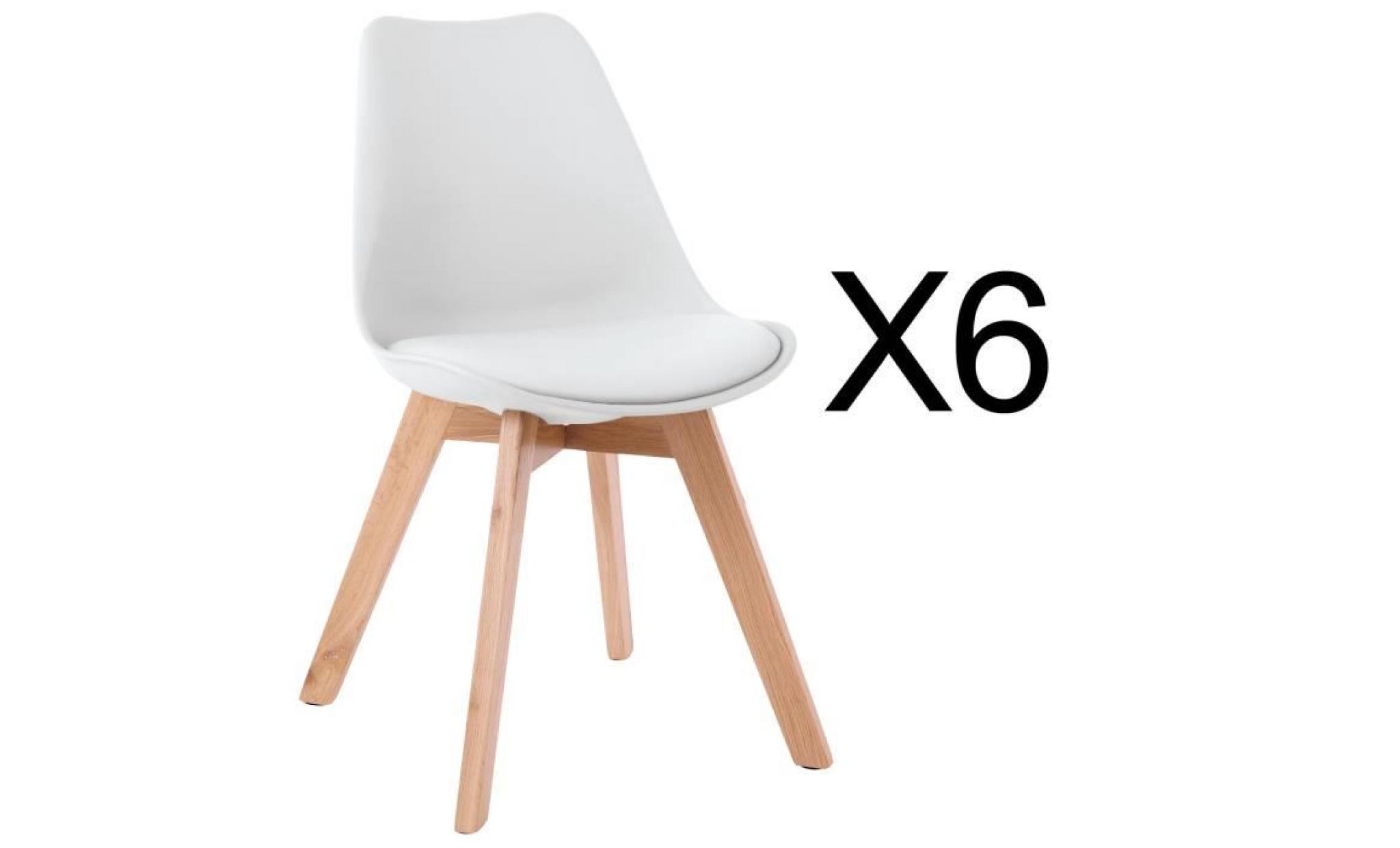 lot de 6 chaises style scandinave catherina blanc