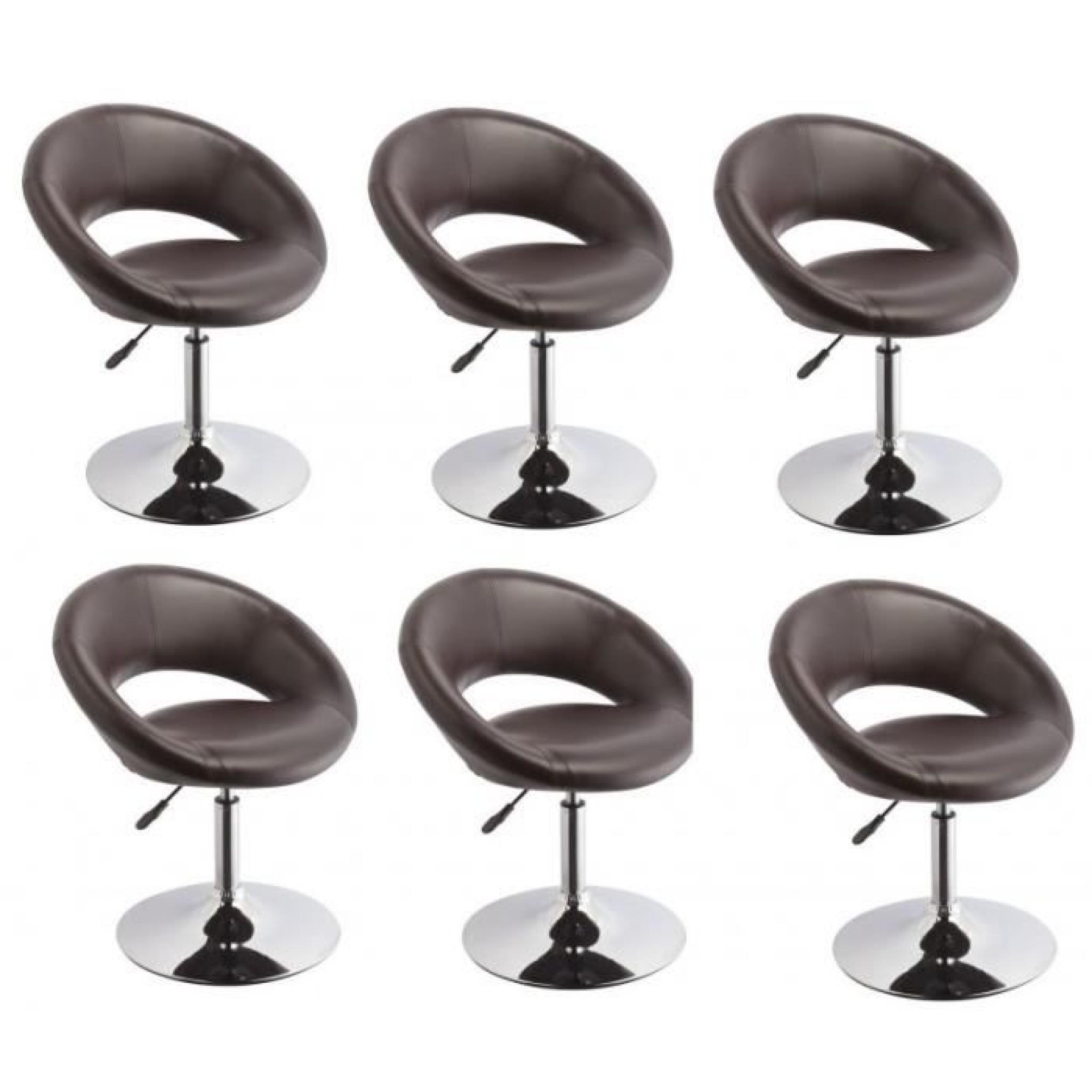 Lot de 6 fauteuils chaises de salle à manger simili-cuir marron CDS09212