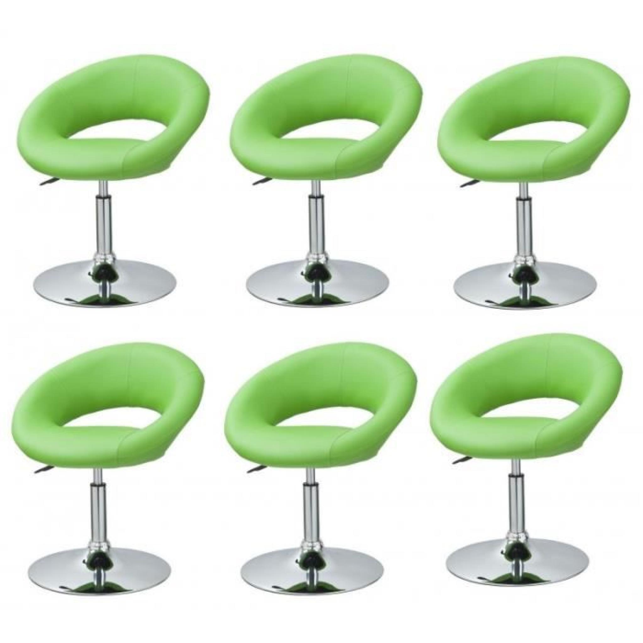 Lot de 6 fauteuils chaises de salle à manger simili-cuir vert CDS09210
