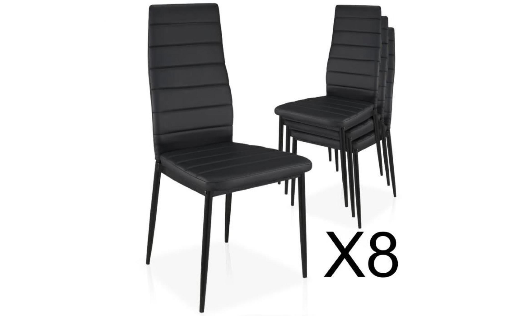 lot de 8 chaises strip empilables noir