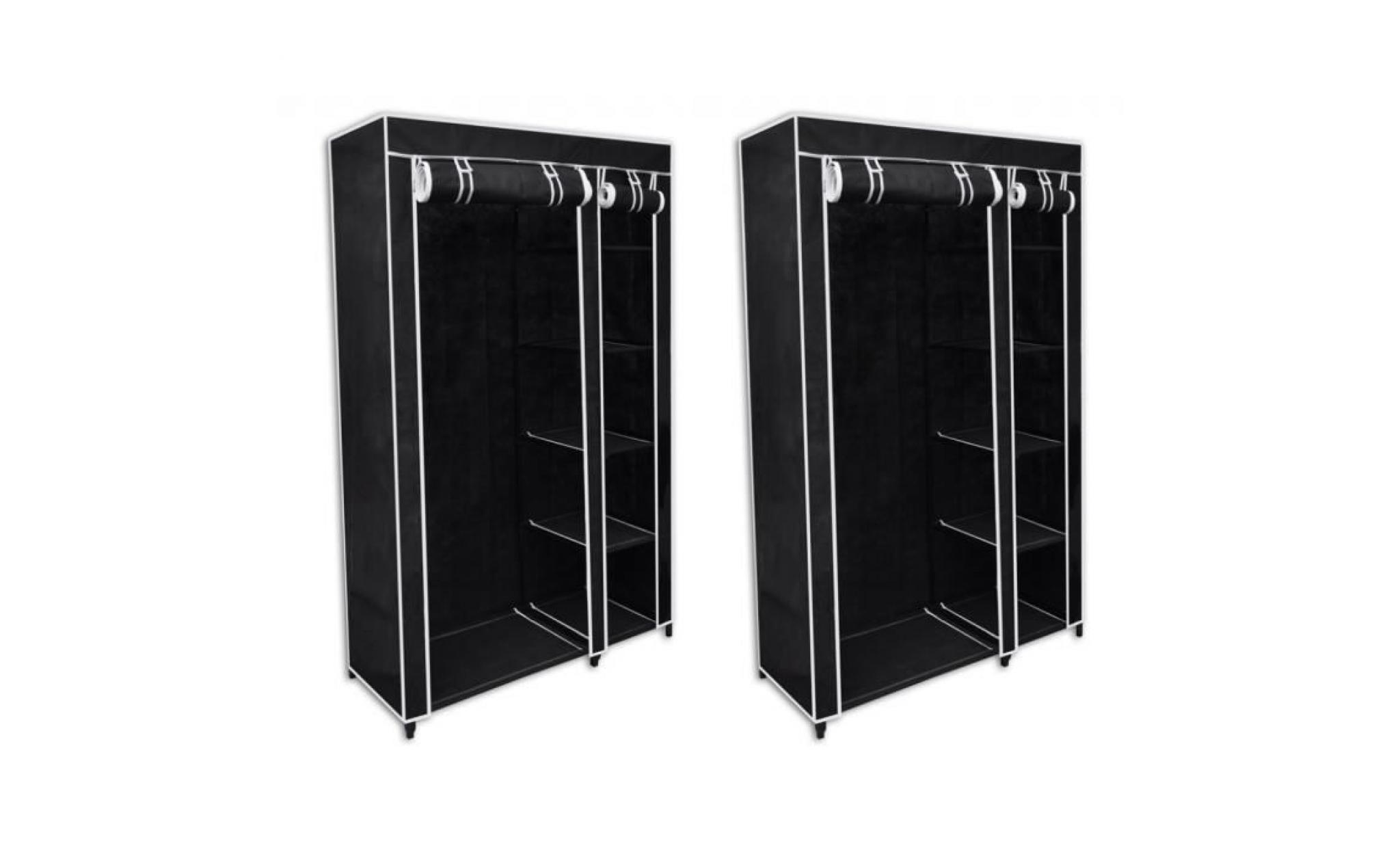 lot de deux armoires étagères de rangement simple et robuste en polypropylène en couleur noir 110 x 45 x 178 cm