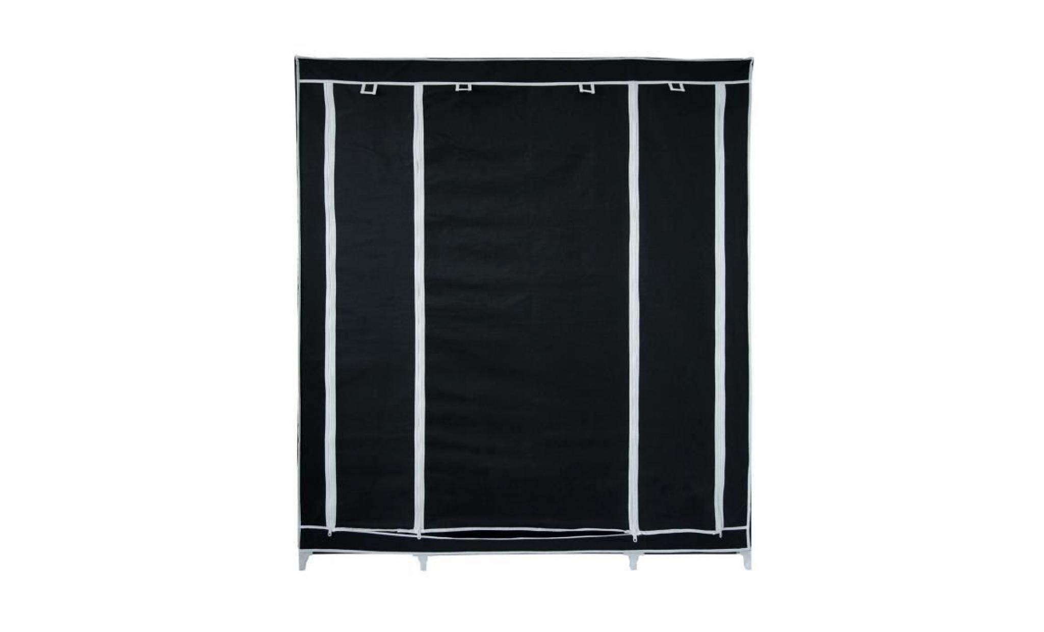 penderie, armoire, 3 portes, 172 x 134 x 43 cm, noir, pack de 2, matériau:  tubes en acier inoxydable pas cher